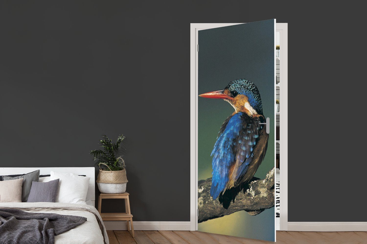 MuchoWow Türtapete Eisvogel - - Farbenfroh, Tier für (1 Matt, 75x205 St), bedruckt, Fototapete Türaufkleber, cm Tür