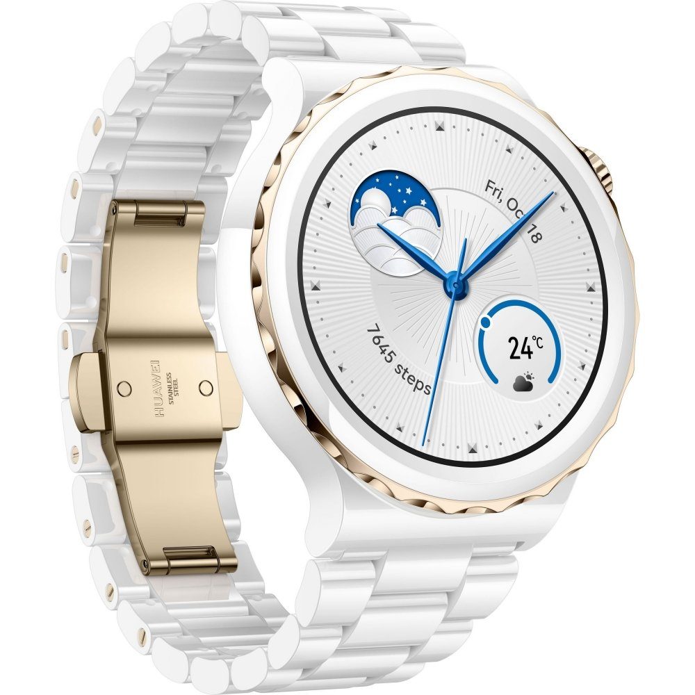 Huawei Watch GT 3 Pro Ceramic 43 mm - Smartwatch - white ceramic/gold  Smartwatch