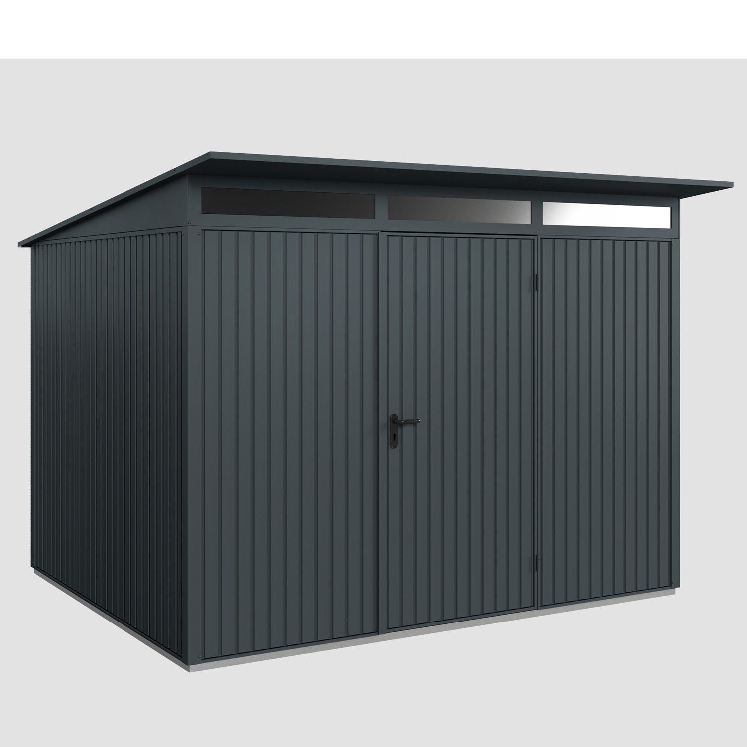 Hörmann Ecostar Gerätehaus Metall-Gerätehaus Trend mit Pultdach Typ 3, 1-flüglige Tür, witterungsbeständig, ohne scharfe Kanten