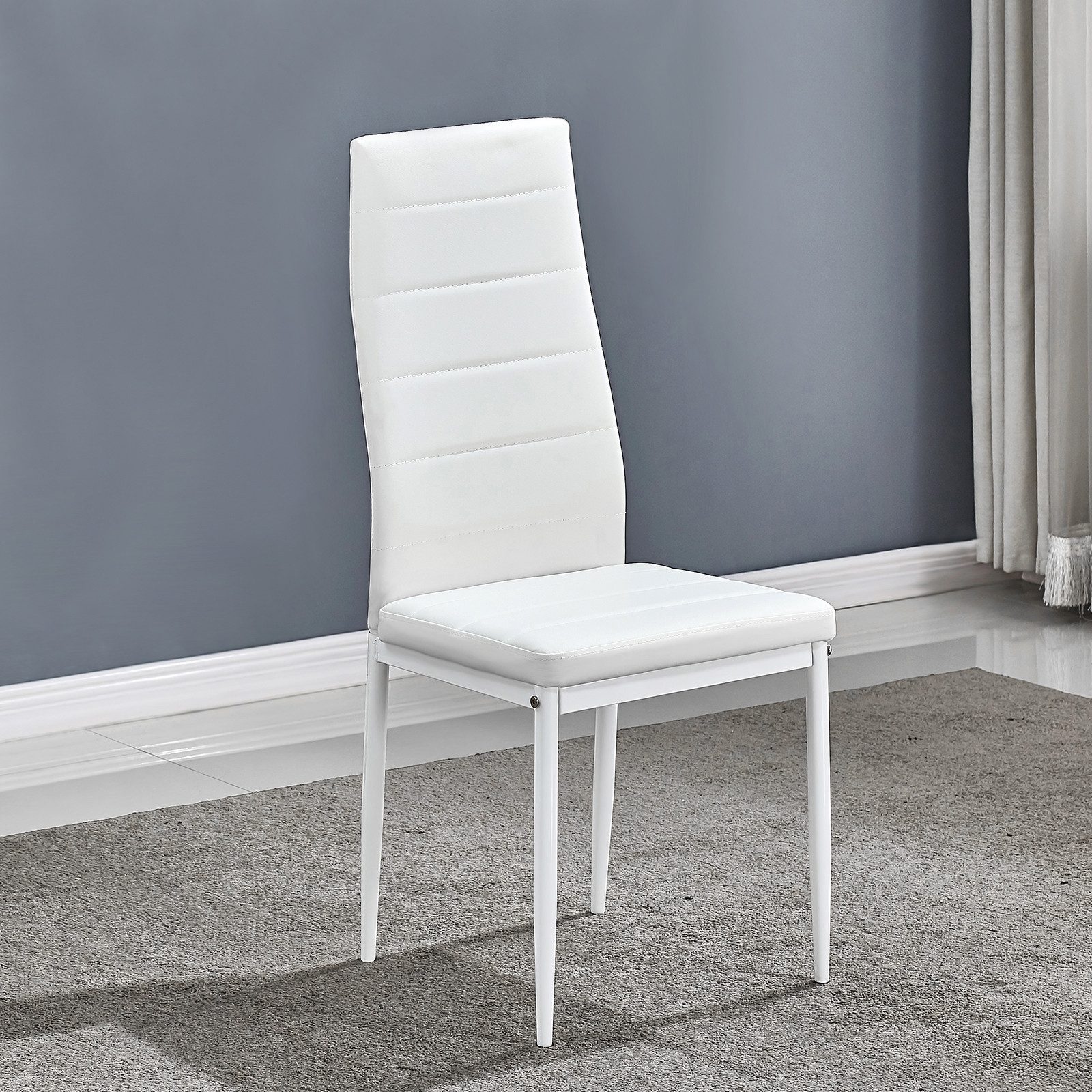 Mondeer Esszimmerstuhl Esstischgruppe (4 St), Sitzgruppe, Polsterstuhl, mit Metallbeinen, 43 x 41 x 98 cm, Weiß