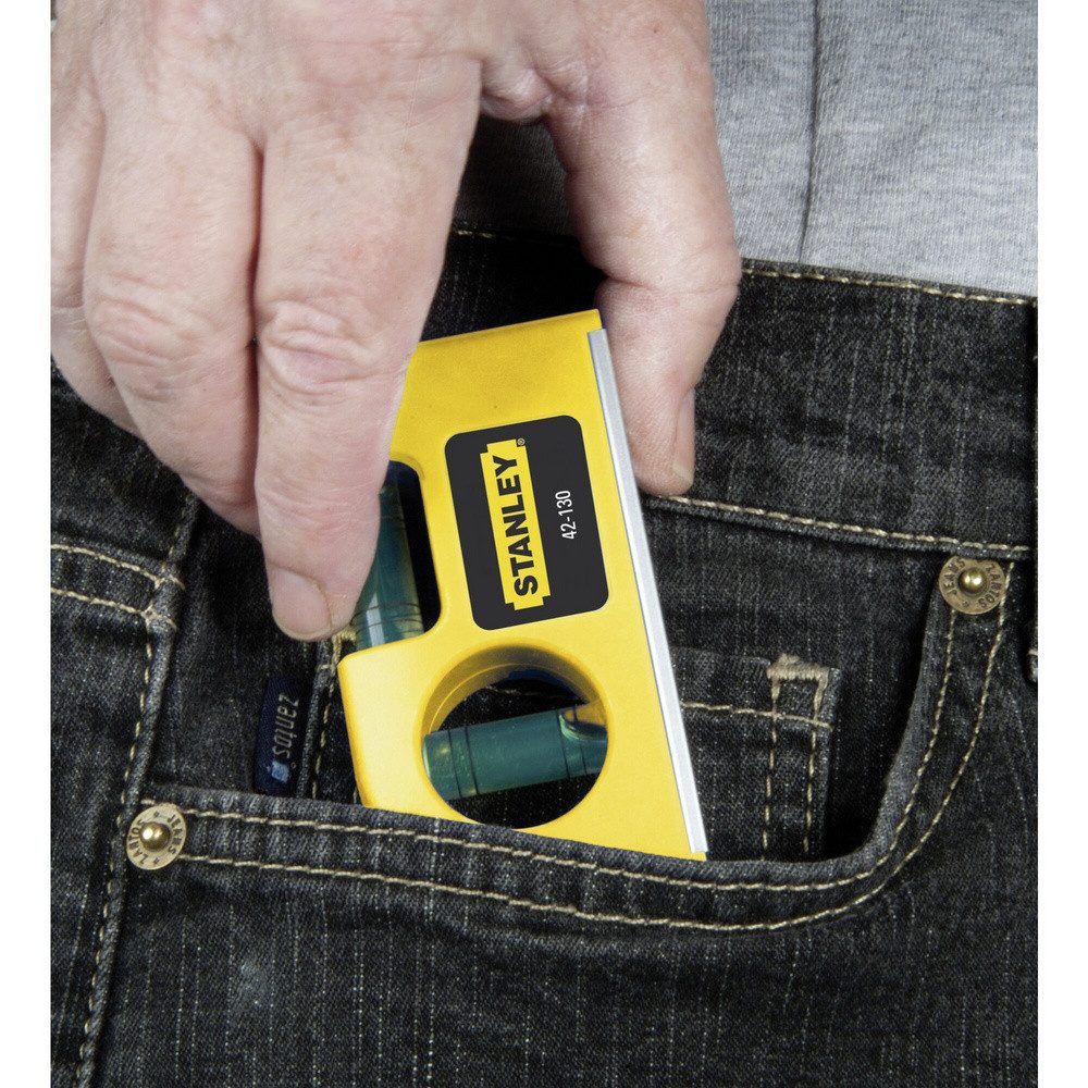 STANLEY Wasserwaage STANLEY 0-42-130 Taschenwasserwaage 8.7 cm 2 mm/m, (0-42-130)