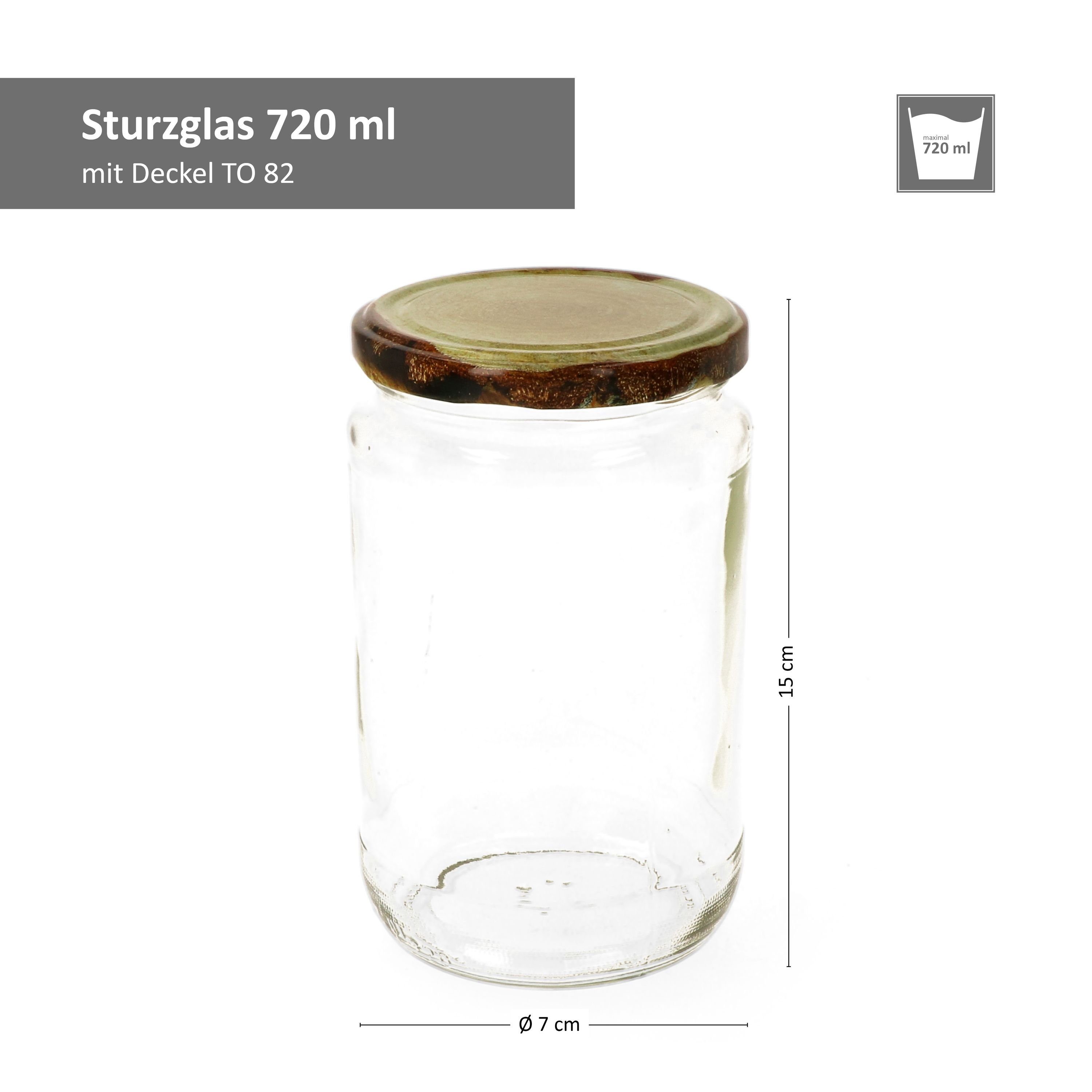 Glas Einmachglas MamboCat Rezeptheft, Rundglas To 82 ml 6er incl. Deckel Set Holzdekor 720