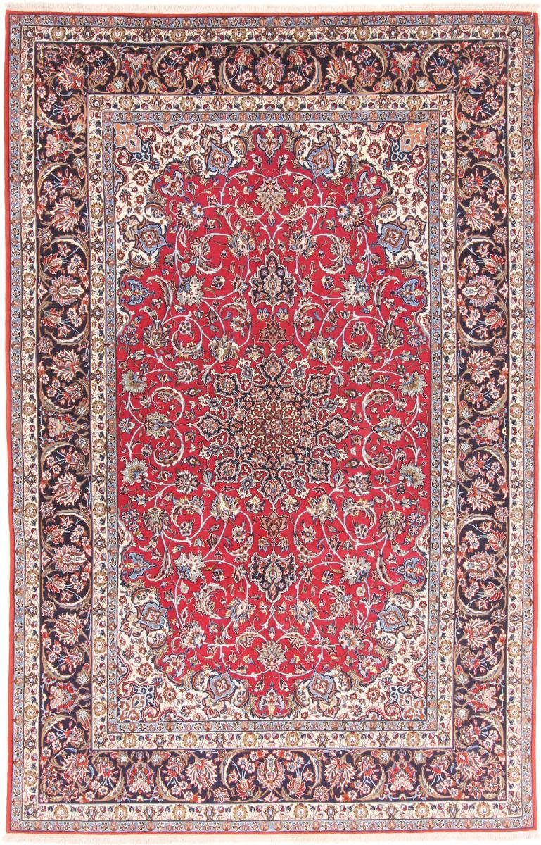Orientteppich Isfahan Seidenkette 153x241 Handgeknüpfter Orientteppich, Nain Trading, rechteckig, Höhe: 6 mm