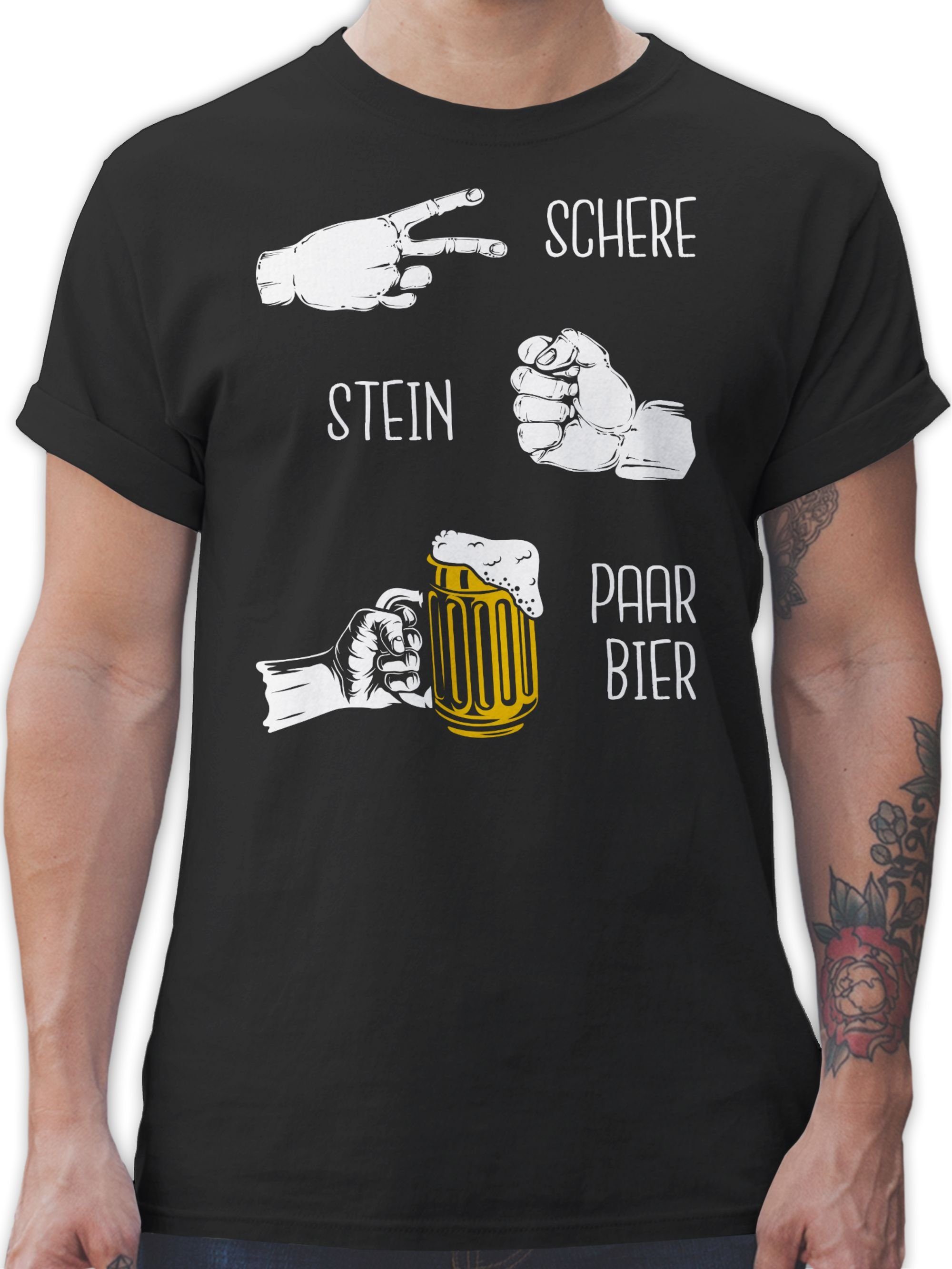 Shirtracer T-Shirt Biergeschenke Lustig - Schere Stein Bier - Hopfen - Herrentag Geschenk Party & Alkohol Herren 01 Schwarz