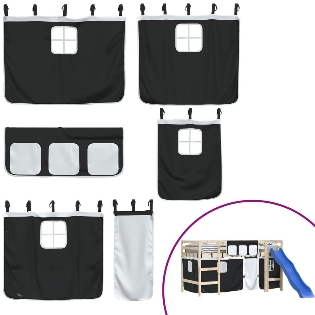 vidaXL Betthimmel Vorhänge für Hochbett Weiß und Schwarz Polyester günstig online kaufen