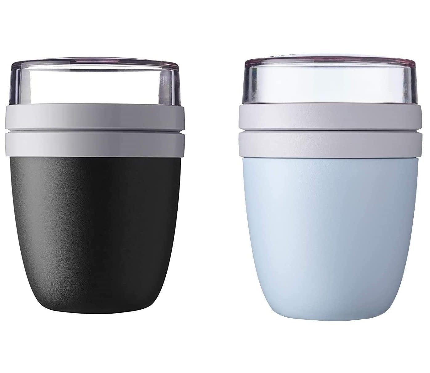 Mepal Lunchbox Lunchpot Ellipse 2-er Set Essensbehälter bis 500 ml, Schwarz / Old Nordic Blue, ideal für unterwegs