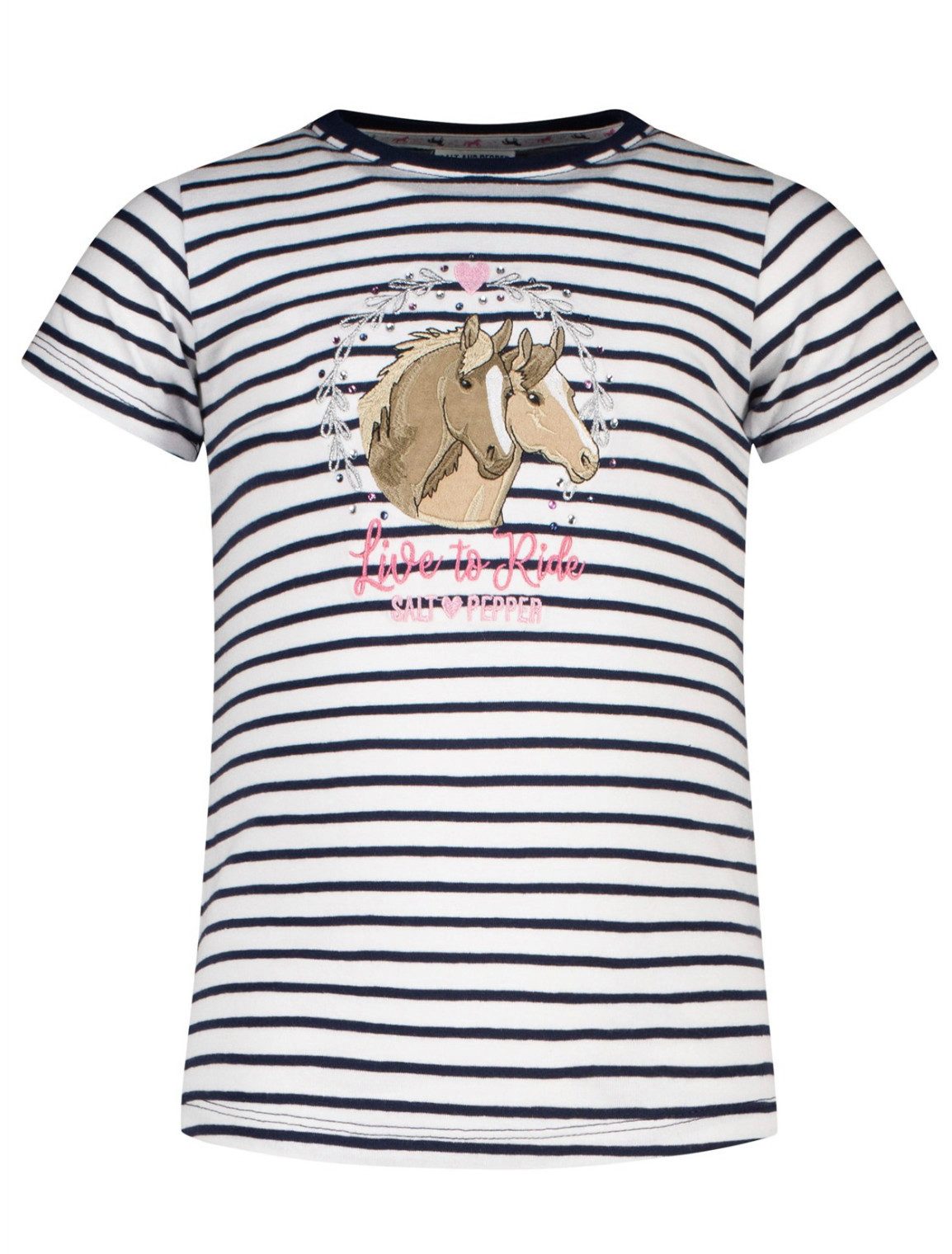 SALT AND PEPPER T-Shirt Mädchen T-Shirt mit Pferdemotiv und Streifenmuster