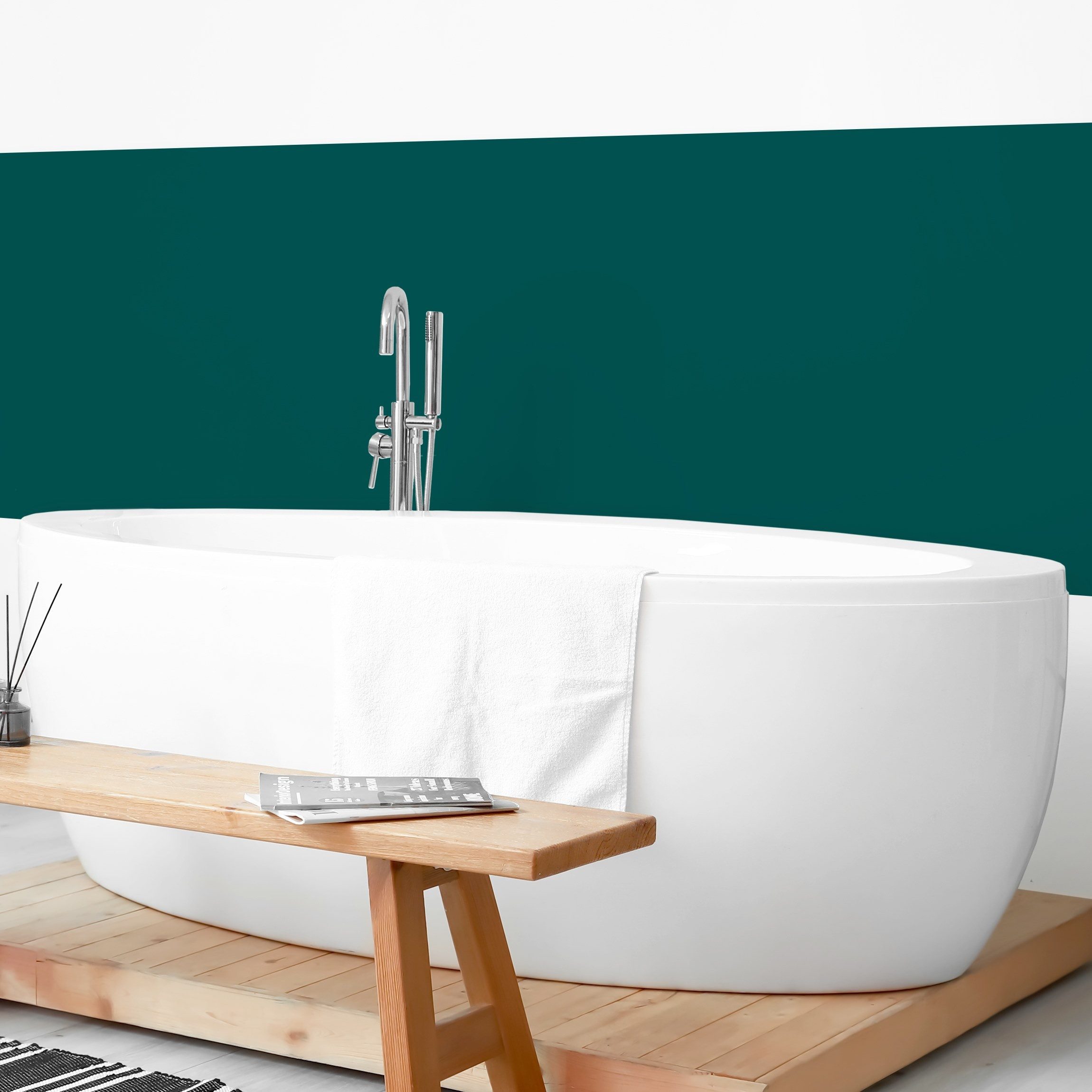 Bilderdepot24 Badrückwand grün fugenlose Wandverkleidung Bad Unifarben, (Hartfolie matt » Selbstklebend SMART 0,35 mm), wasserfestes Wandpaneel Piniengrün
