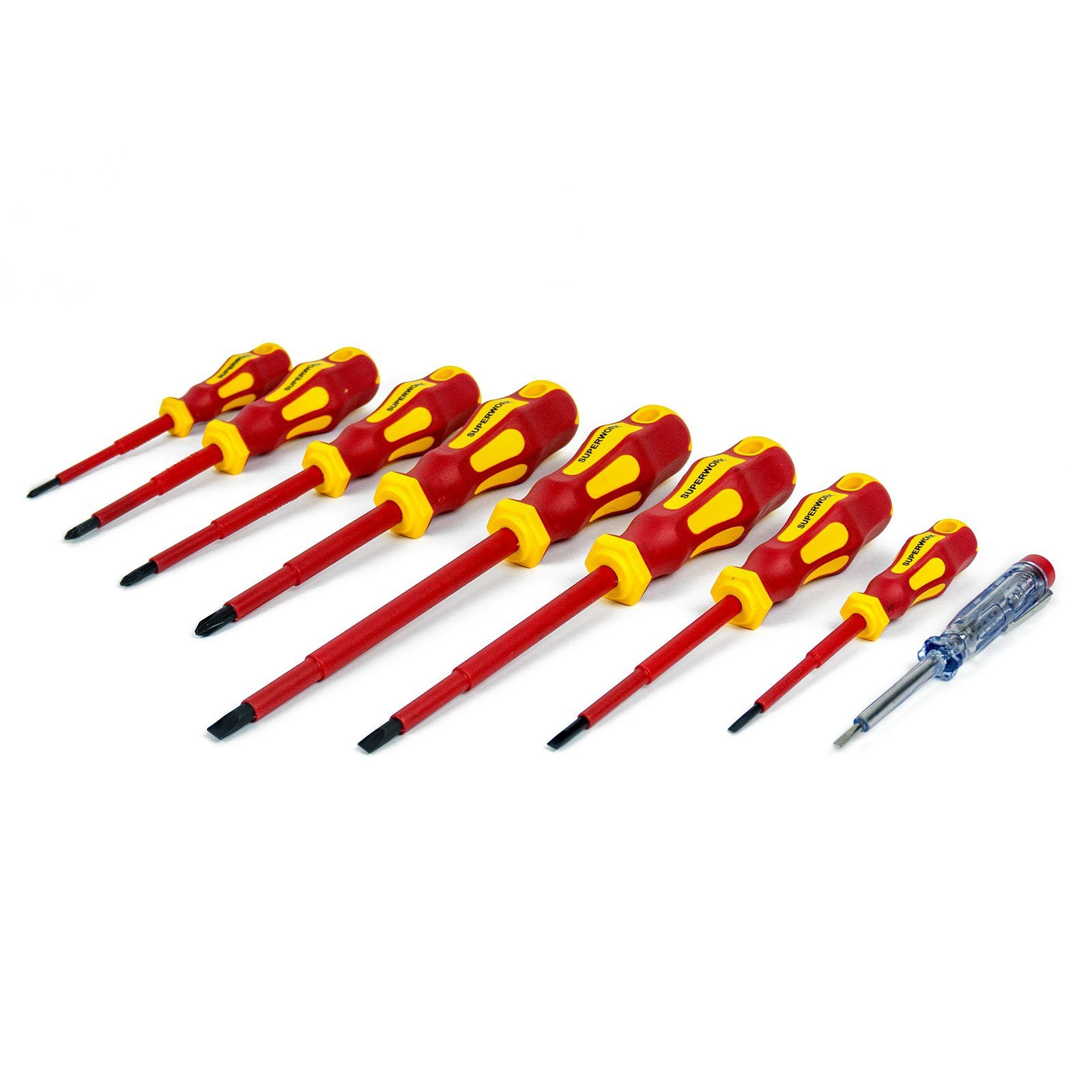 Weber GmbH Schraubendreher VDE Satz 9-teilig, (Set, 9 St), magnetische Klingenspitzen, Spannungsprüfer enthalten