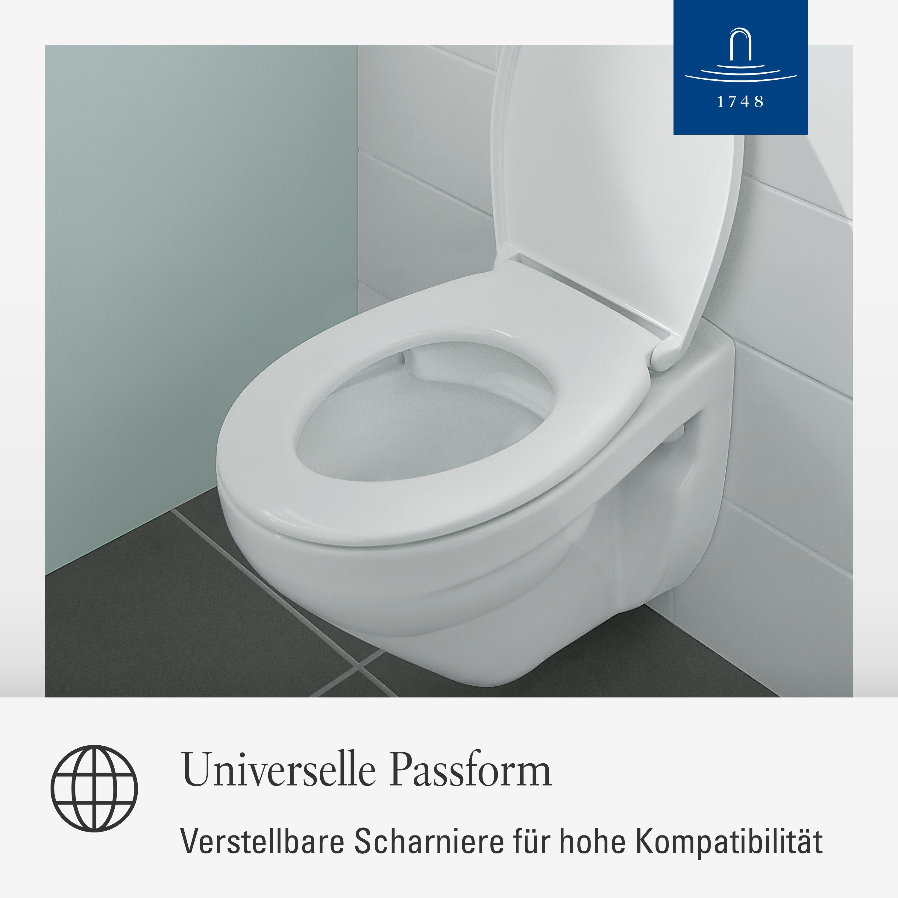 Villeroy & Boch WC-Sitz Universal WC-Sitz, mit Absenkautomatik, abnehmbarer, bruchsicherer Toilettensitz aus