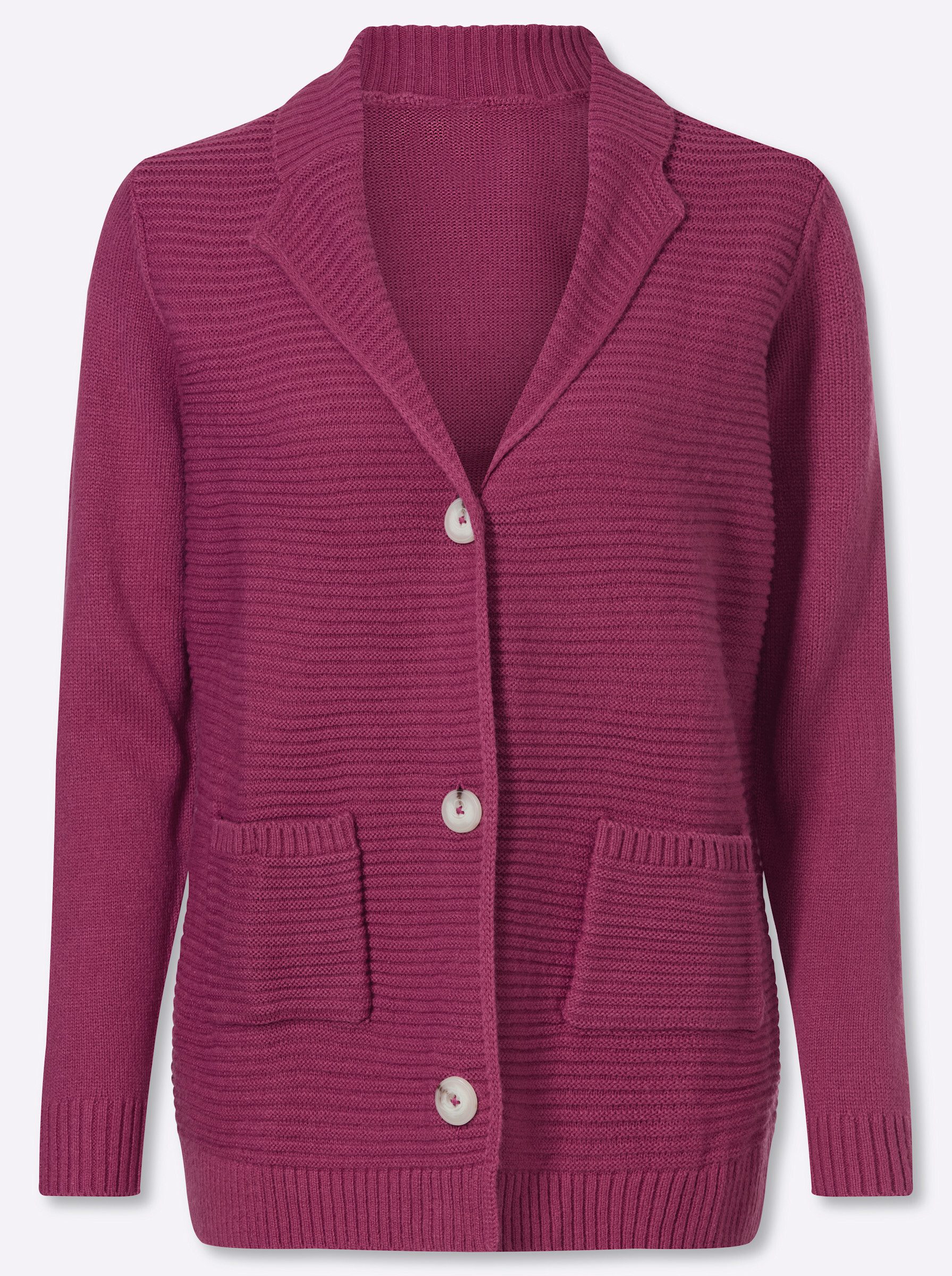 Strickjacke Cardigan Langarm Rippoptik, Jersey