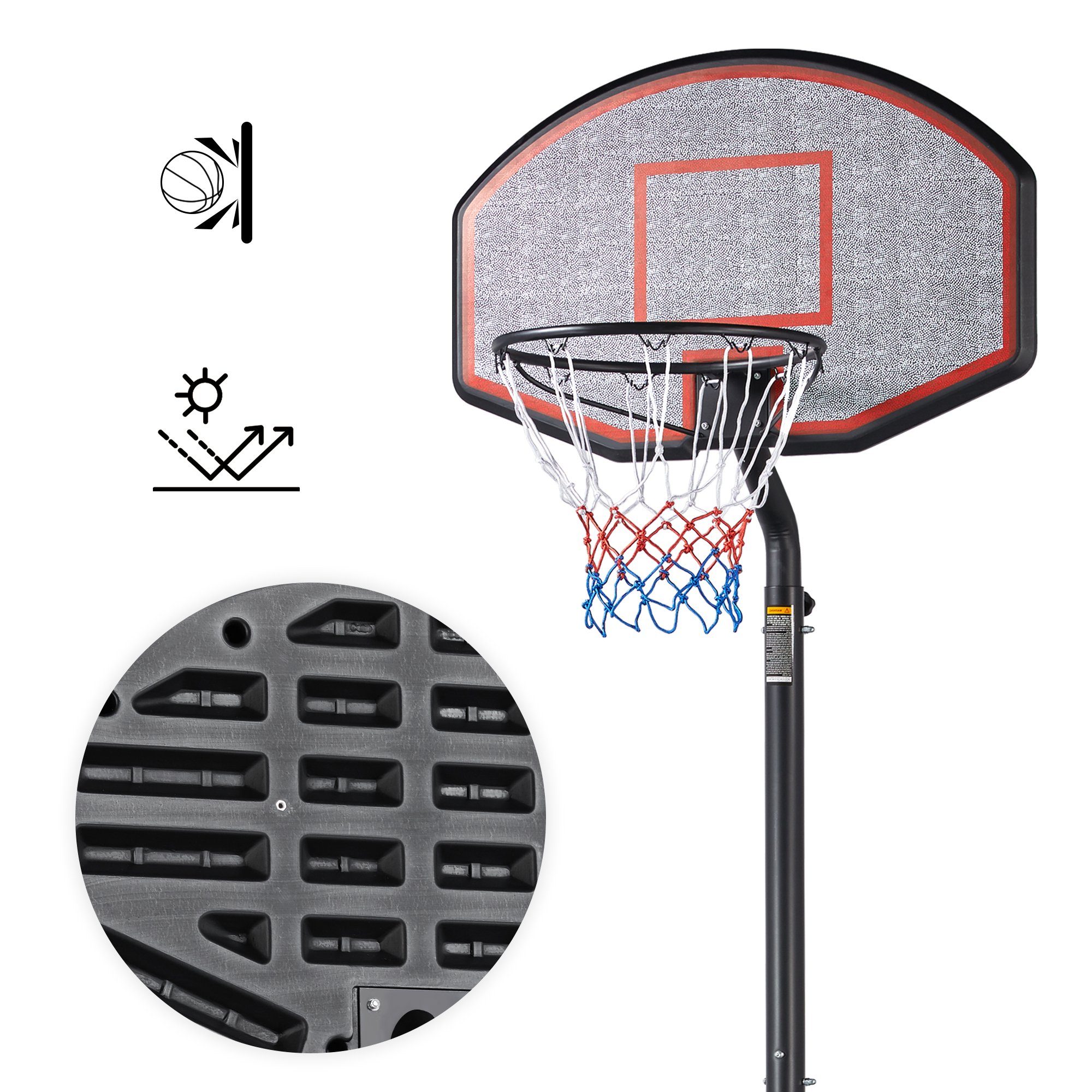 Yaheetech Basketballständer, Basketballkorb verstellbar Korbhöhe cm 304-353
