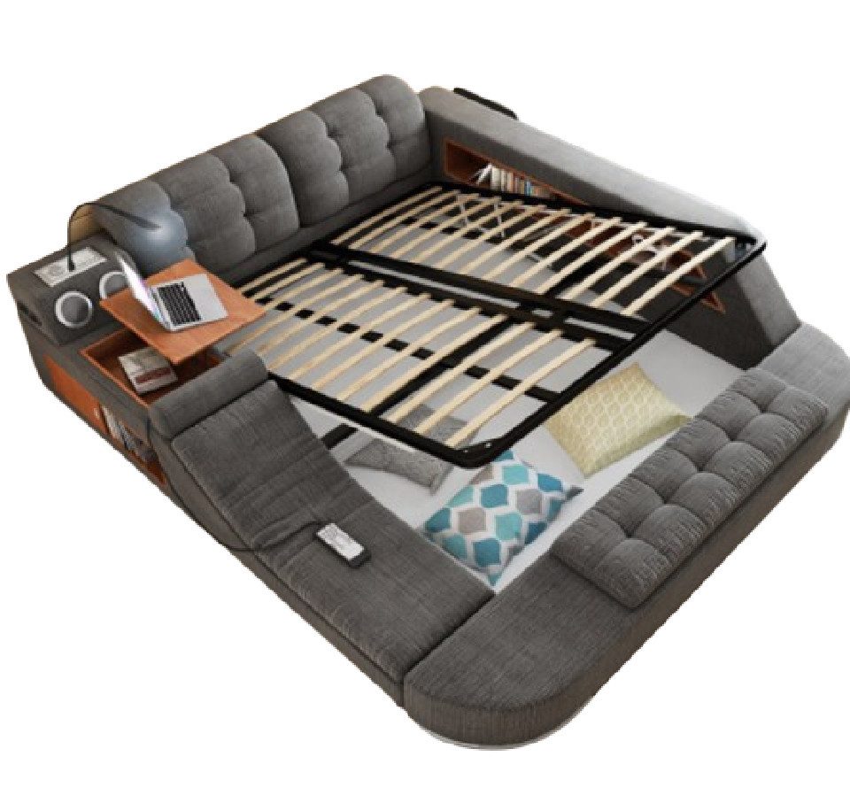 Xlmoebel Multimediabett Ein stilvolles Bett mit Massagefunktion und integriertem (1-tlg., Multifunktions Bett), Hergestellt in Europa