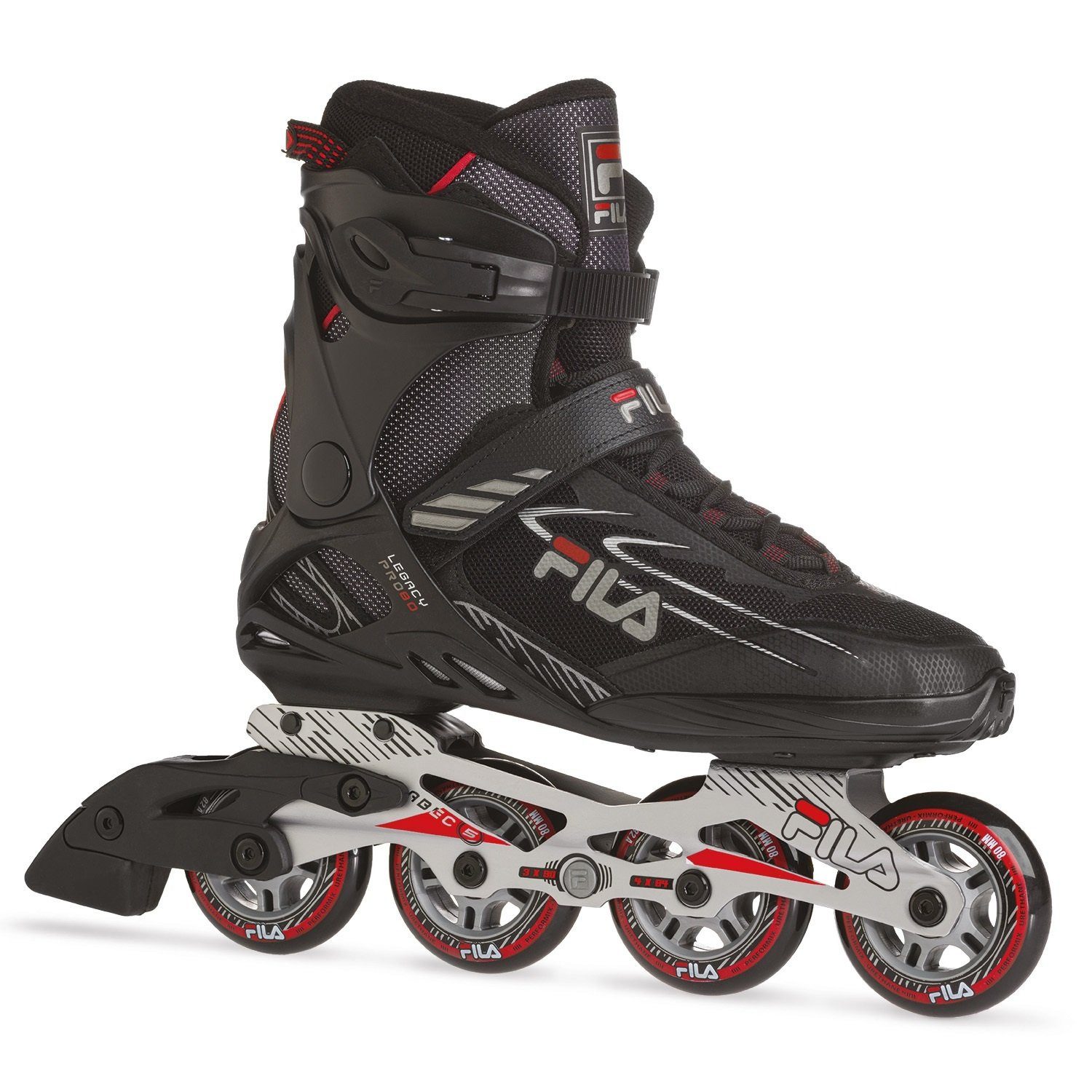 Fila Skates Inlineskates Legacy Pro 80 (Rollen: Fila 80mm/82A, Kugellager: ABEC 5) schwarz/rot