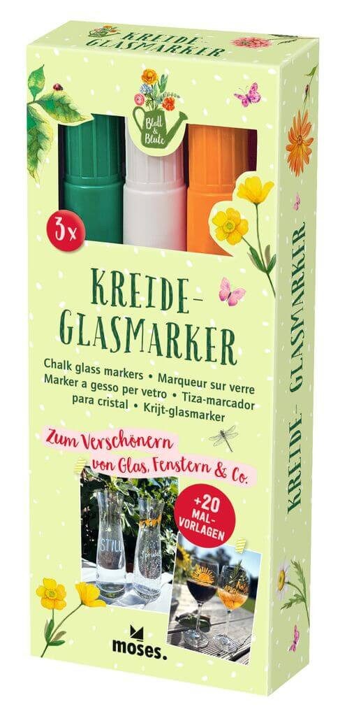 moses Kreidemarker Blatt & Blüte Kreide-Glasmarker 3er Set