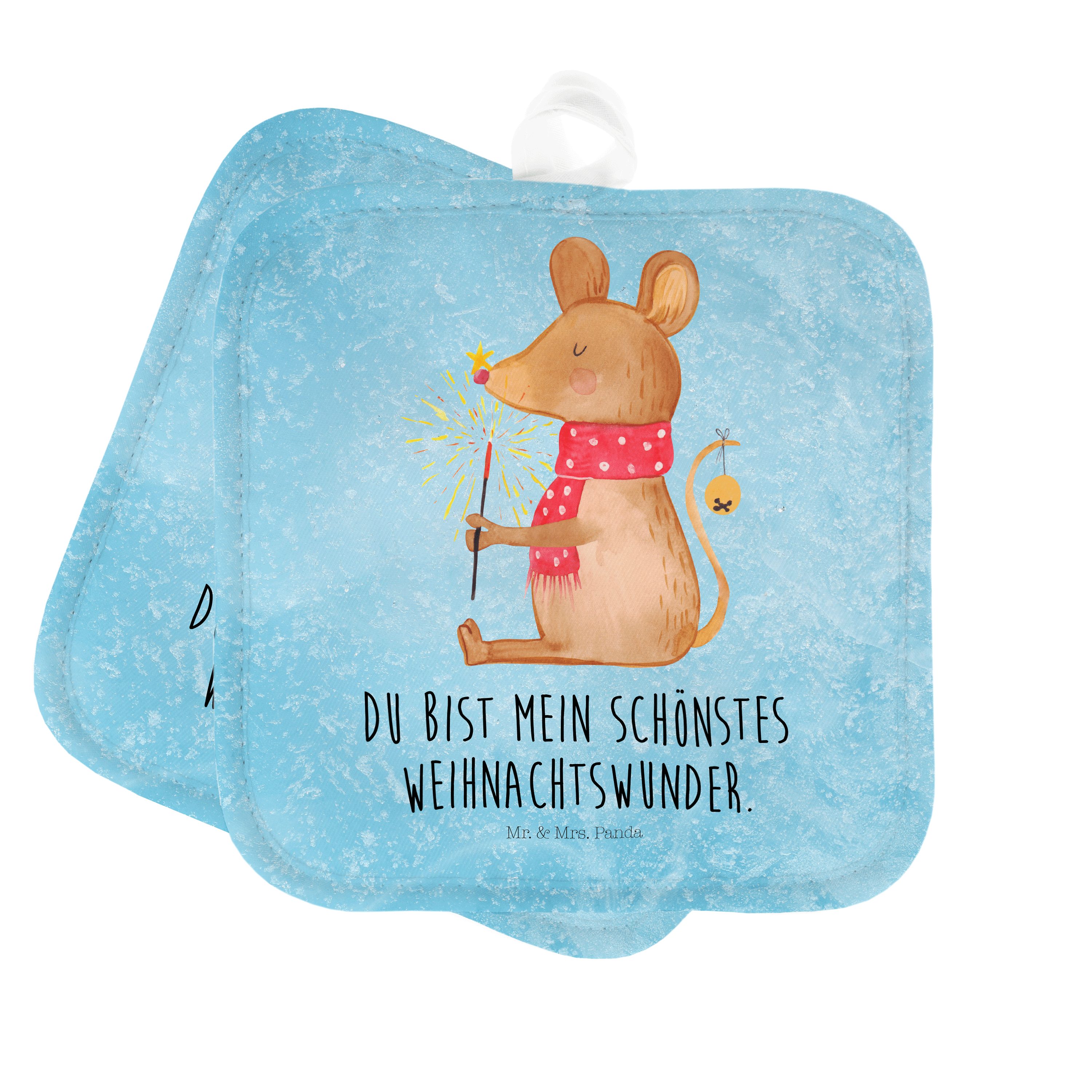 Mr. & Mrs. Panda Topflappen »Weihnachtsmaus Eisblau Geschenk