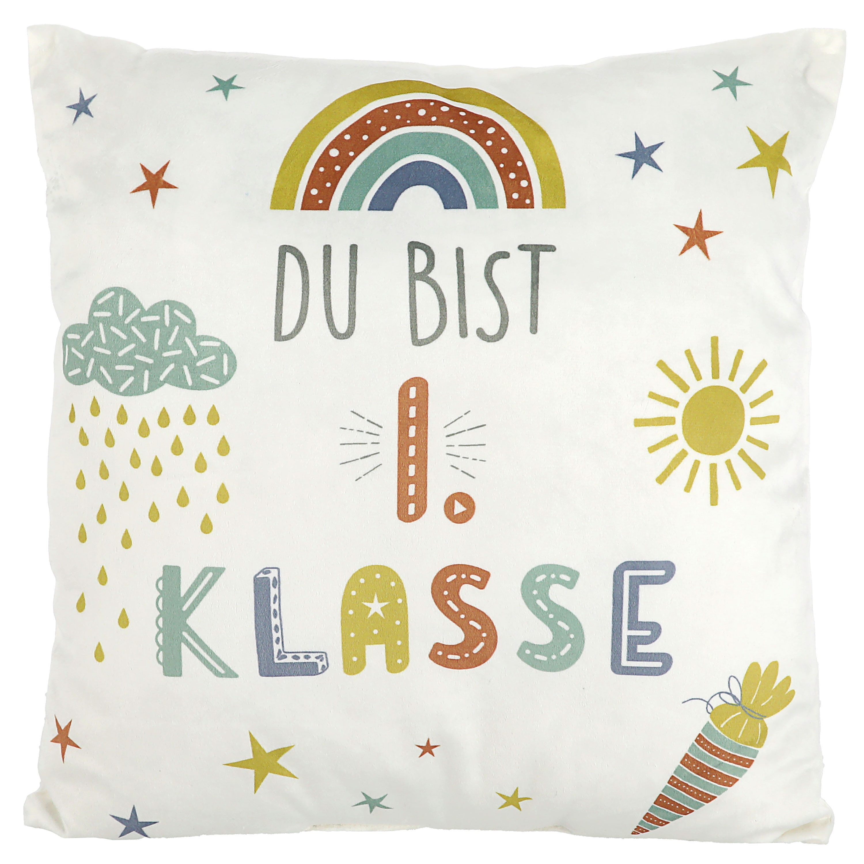 CEPEWA Dekokissen Kissen 'Du bist die 1. Klasse' 40x40cm Polyester 280g Schulanfang