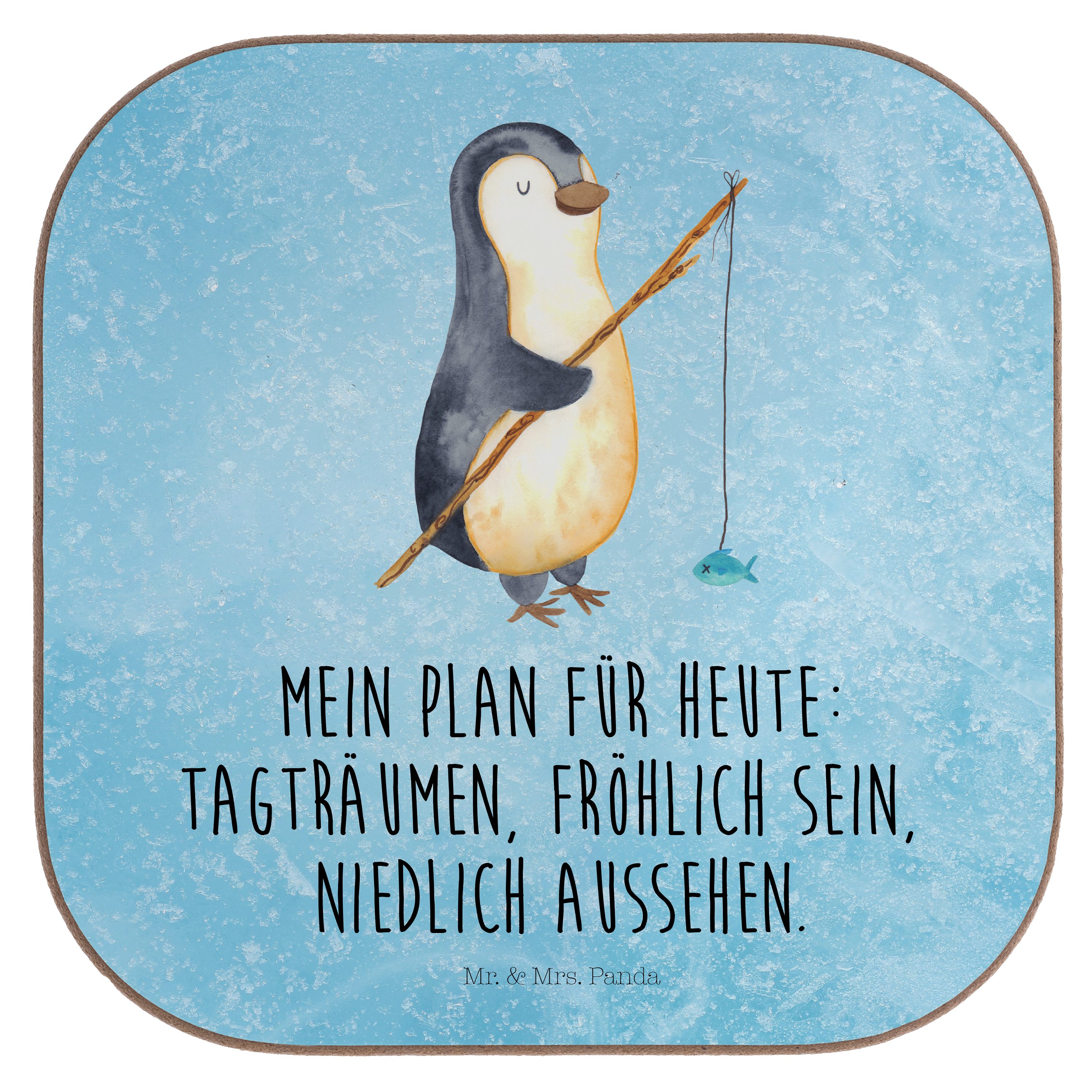 Mr. & Mrs. 1-tlg. Geschenk, Pinguin Geschenkidee, Unterset, Panda Getränkeuntersetzer - Eisblau Angler - Neustart