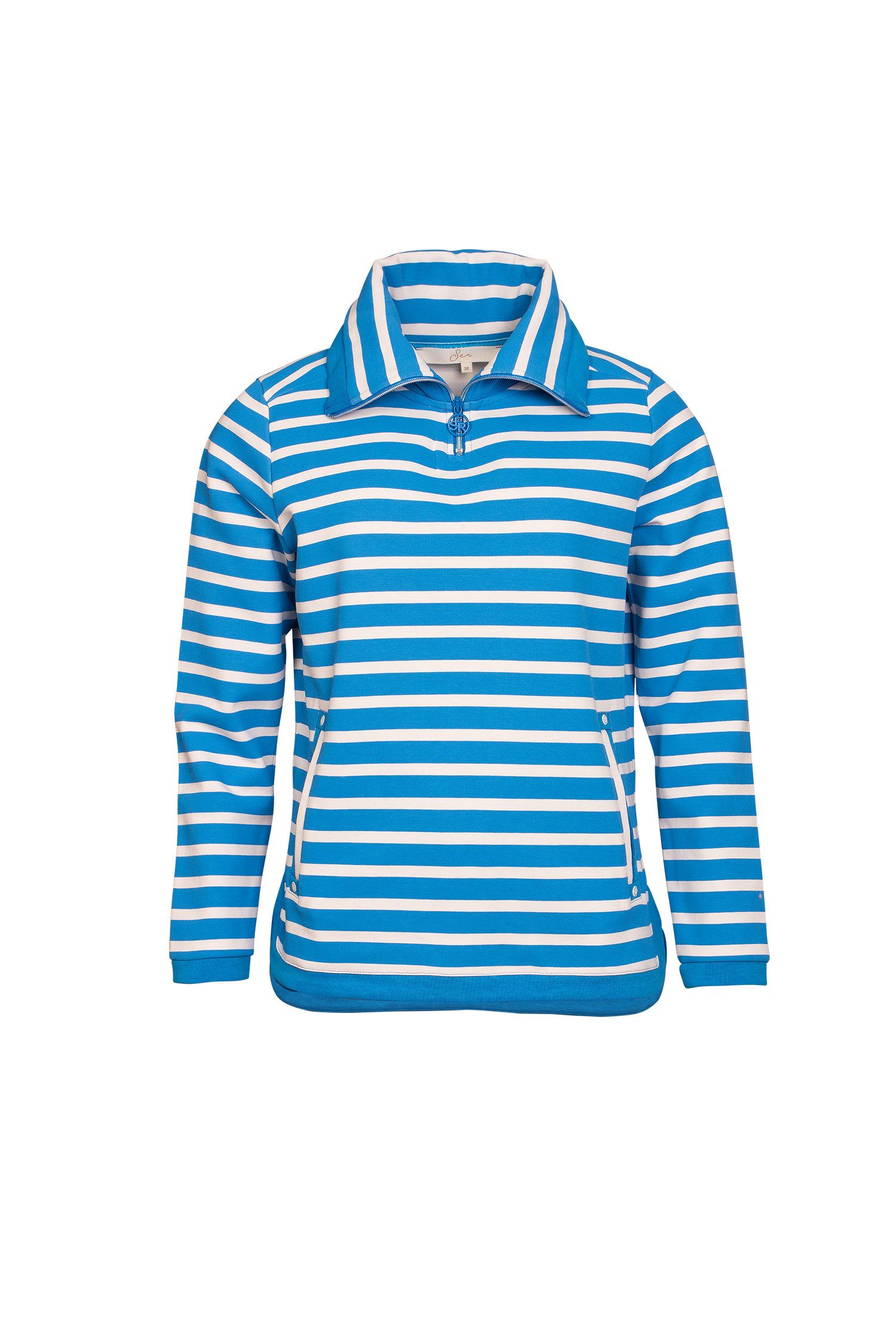 Sweatshirt Sweatshirt mit Troyer Kragen, Ringel, W9240608
