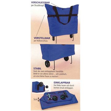 HAC24 Einkaufstrolley 2x 2in1 Einkaufstasche und Einkaufsroller Trolley Tragetasche, 26 l, Blau mit Einklappbare Räder mit Standfüße