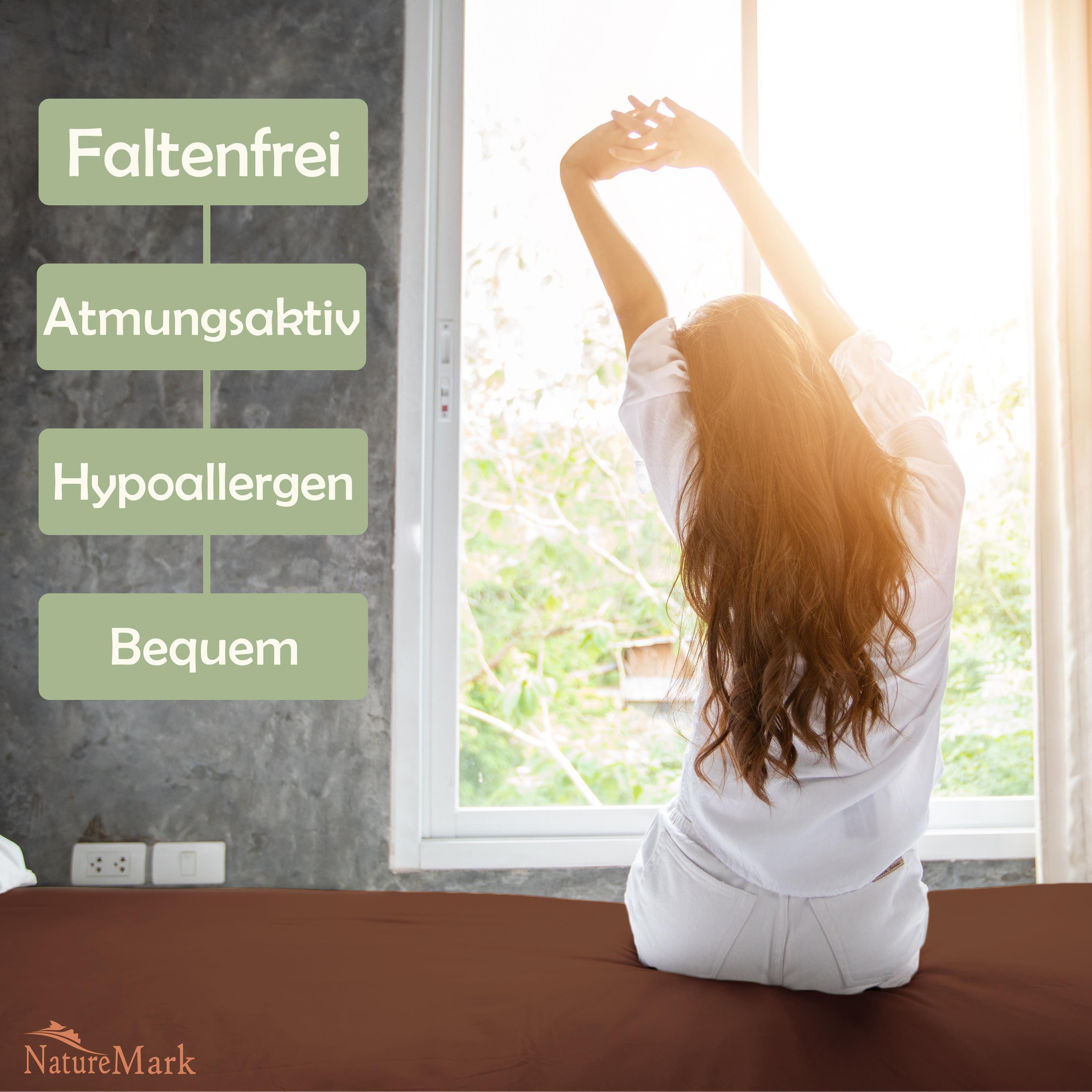 NatureMark Spannbettlaken 2er-Set Mikrofaser Spannbetttuch, Polyester, Gummizug: rundum, (2 Stück), Schokobraun) – Bild 5 von 5