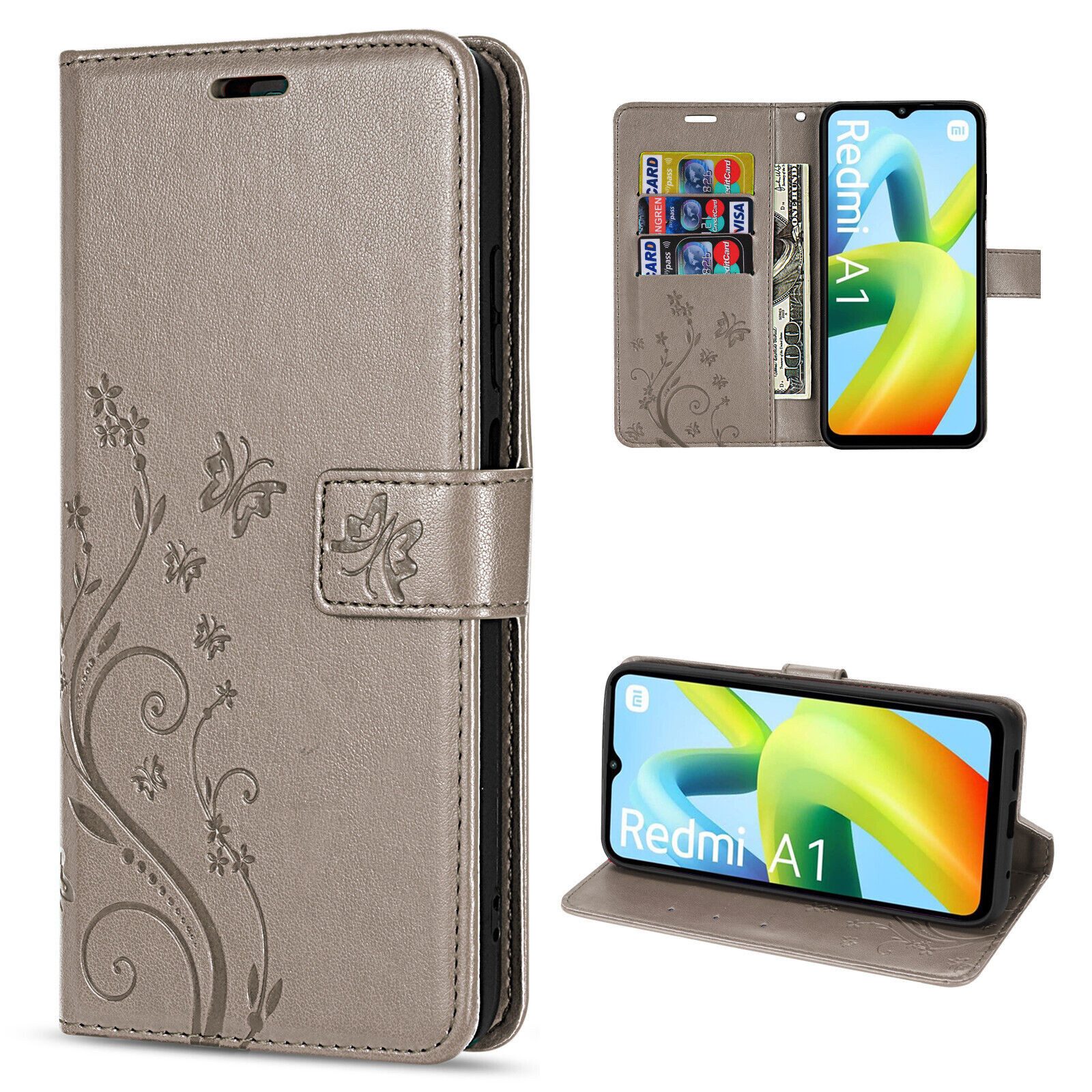 betterfon Handyhülle Handytasche für Xiaomi Redmi A1 Schutzhülle Klapphülle, Bookstyle-Hülle: Magnetverschluss 3 Kartenfächer & Standfunktion