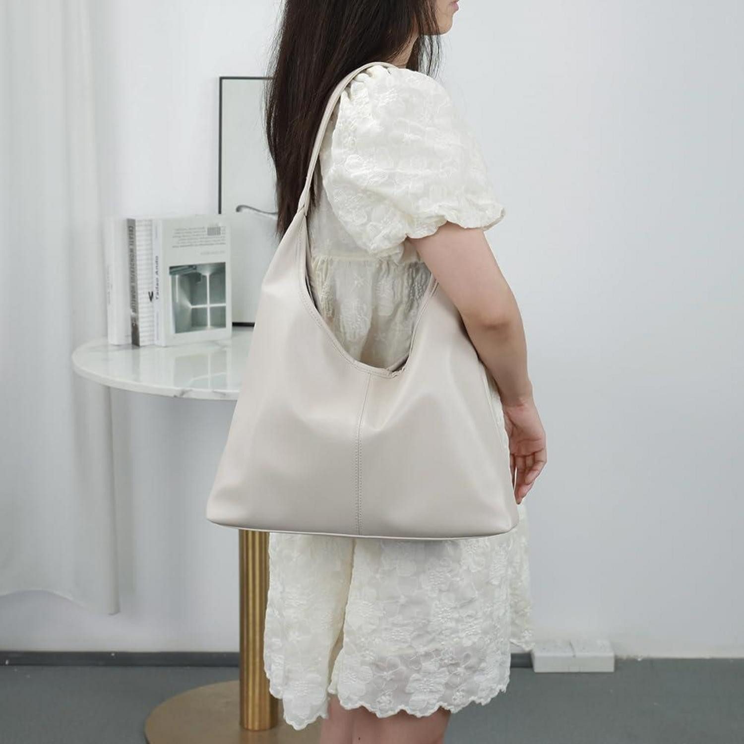 LuxusKollektion Handtasche Große Handtasche Damen Weiches Leder Tote Shopper Schultertasche Grau