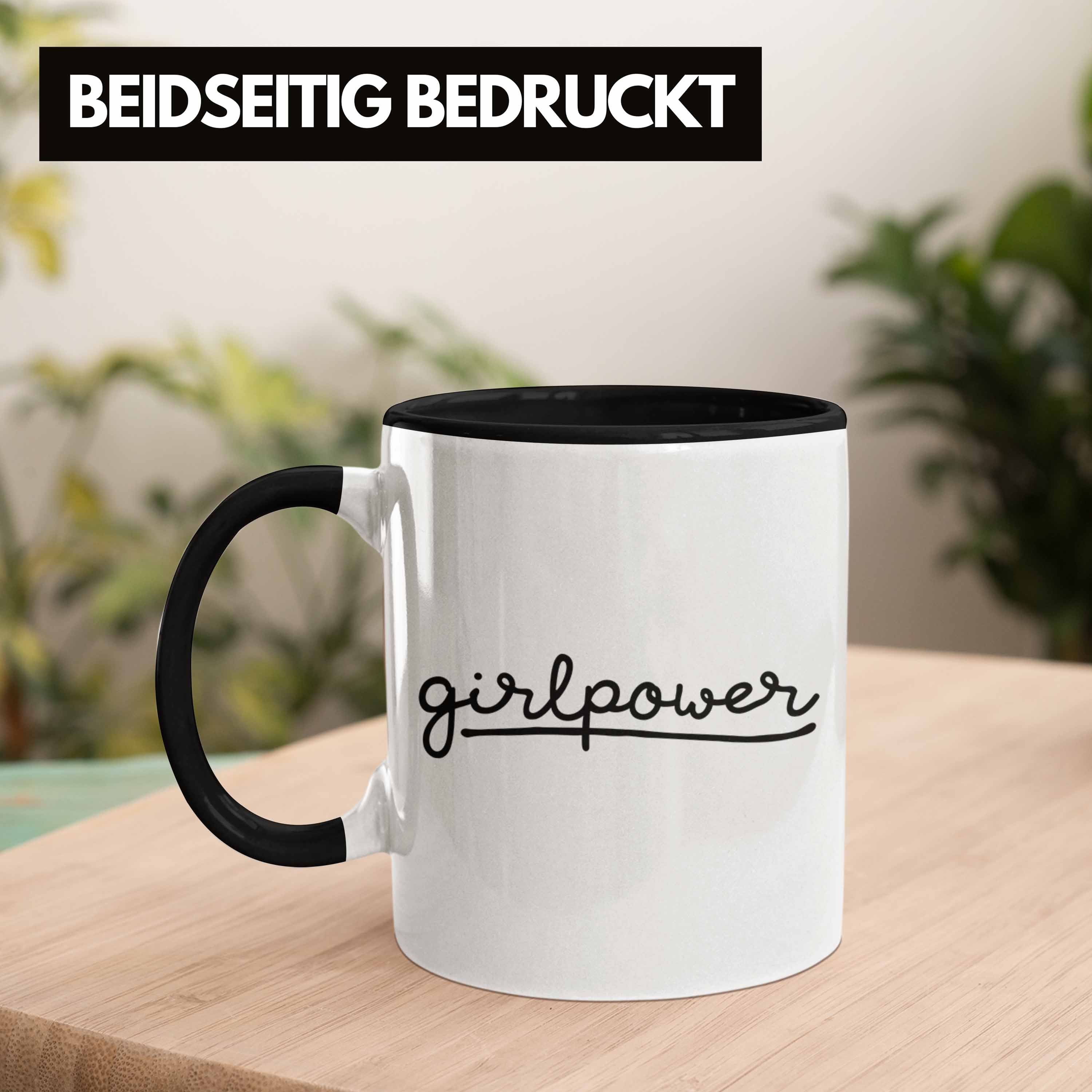 Trendation Mädchen für Schwarz Frauen Geschenk Kaffeetasse - Trendation Tasse Girlpower Tasse