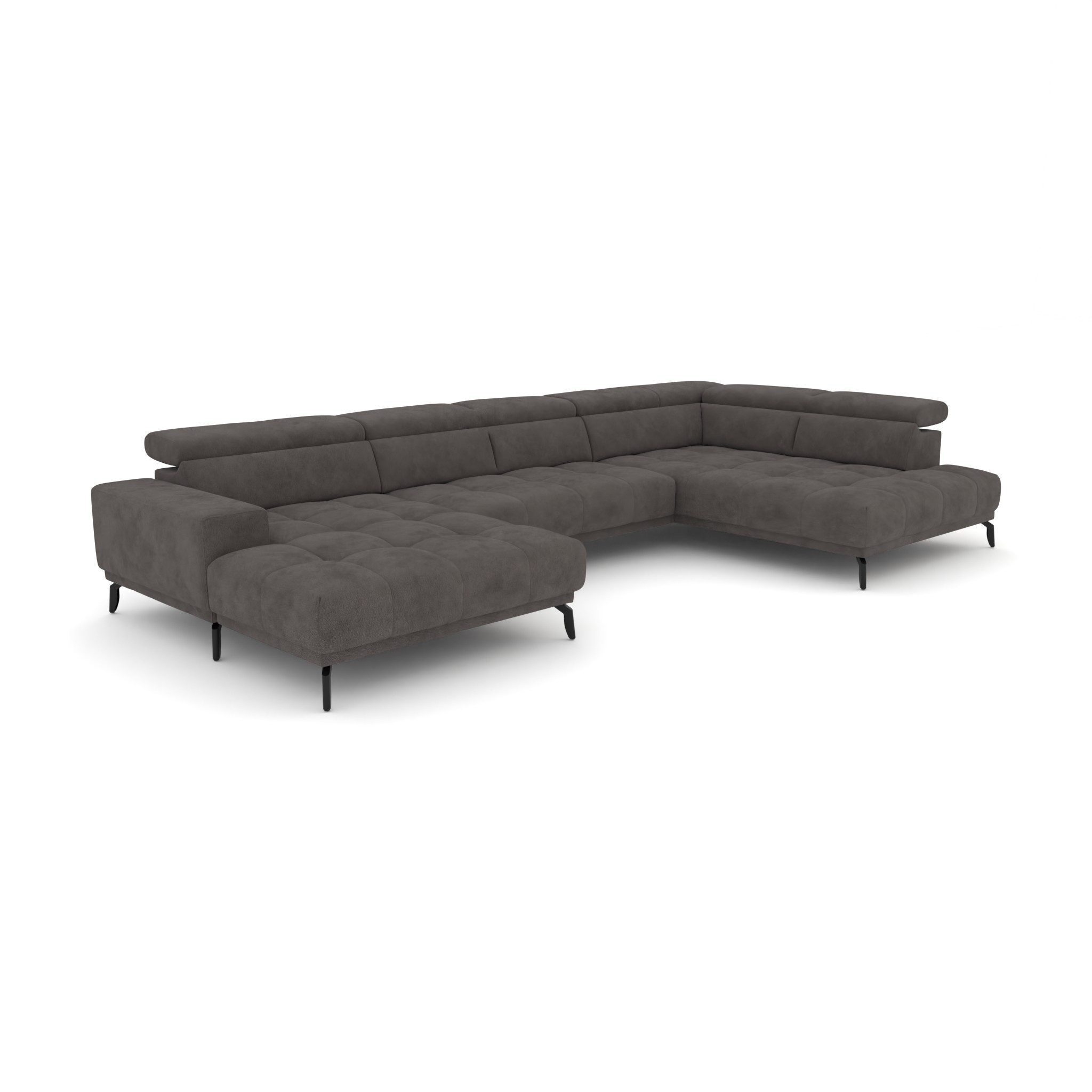 foamnova Wohnlandschaft Uppsala, B: 400cm, T: 226 cm, U-Form, XXL-Sofa, Ottomane und Recamiere vorhanden, verstellbare Kopfstützen