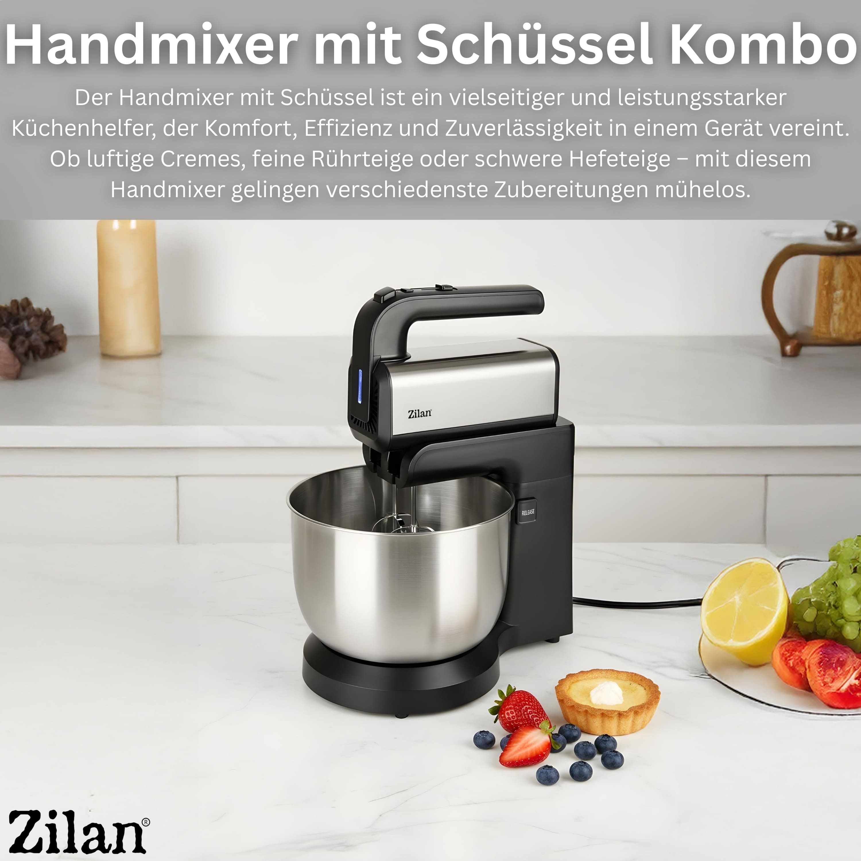 Zilan Handmixer ZLN-2952, 500 W, Gehäuse aus ABS und Edelstahl