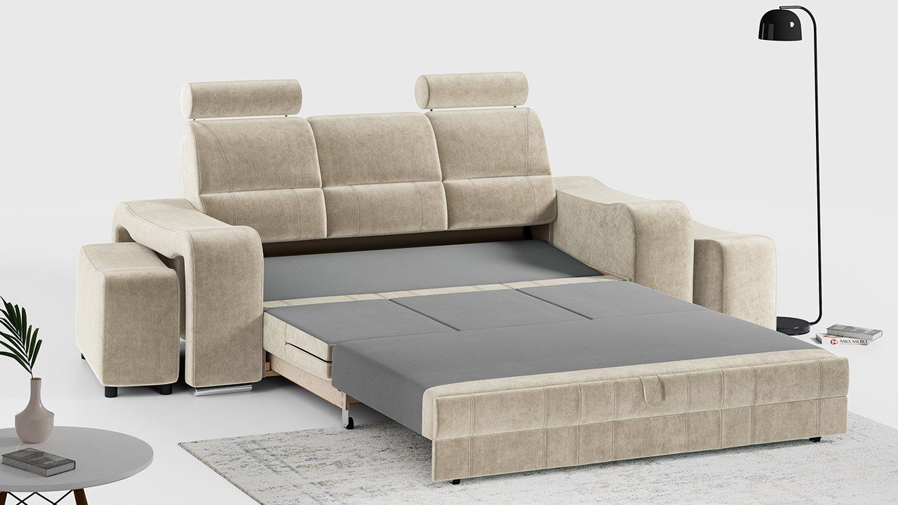 mit Bettkasten Monolith WESA, Beige MÖBEL Sofa Sofa und MKS Schlaffunktion