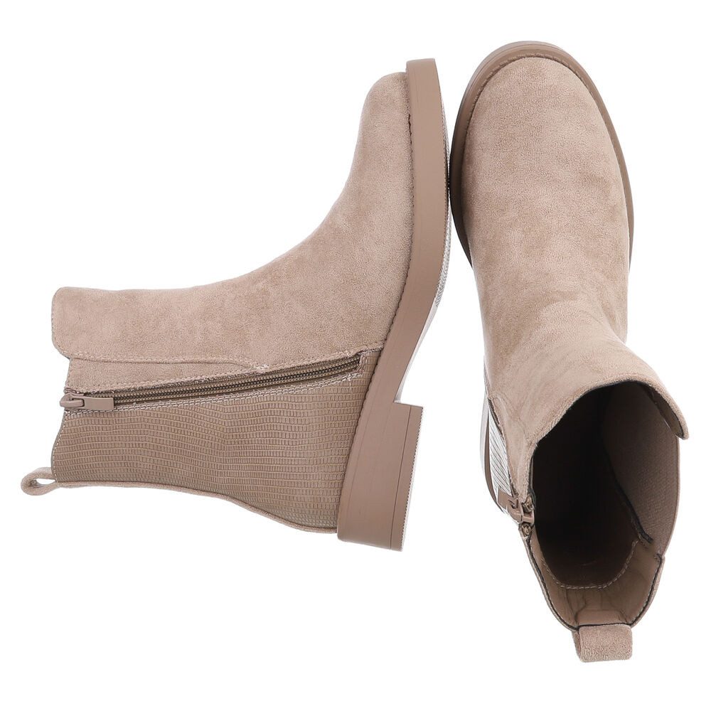 Ital-Design Elegante Damen Chelsea-Boots mit goldfarbenem Detail Stiefelett günstig online kaufen