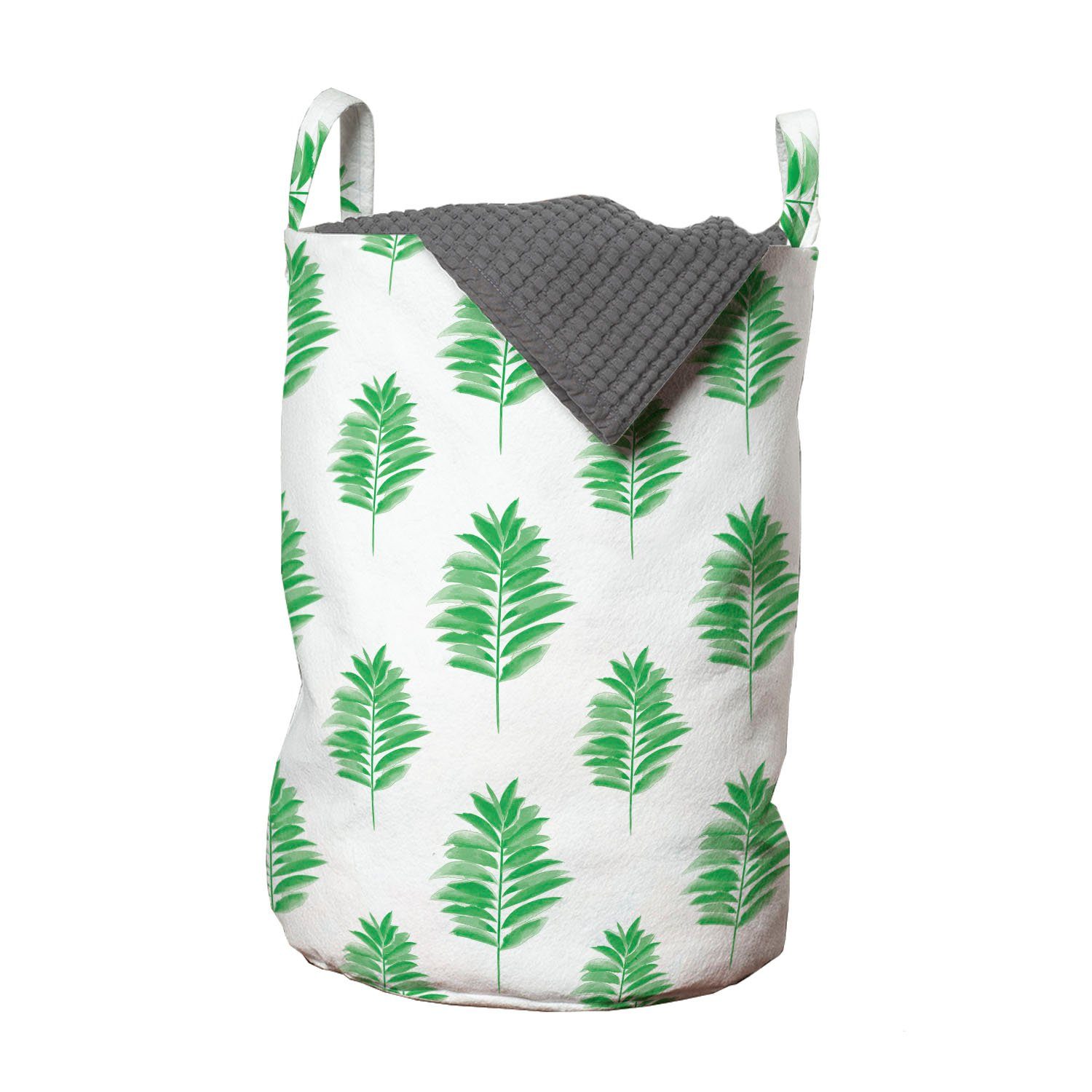 Abakuhaus Wäschesäckchen Wäschekorb mit Griffen Kordelzugverschluss für Waschsalons, Blätter Repetitive Palme Blätter
