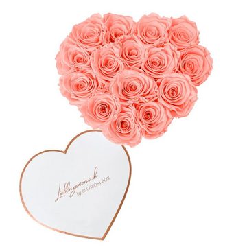 Trockenblume Geschenkset - Lieblingsmensch Herzbox - Peach (Large) Rosen, MARYLEA, inkl. Hutbox mit Deckel als Accessoire