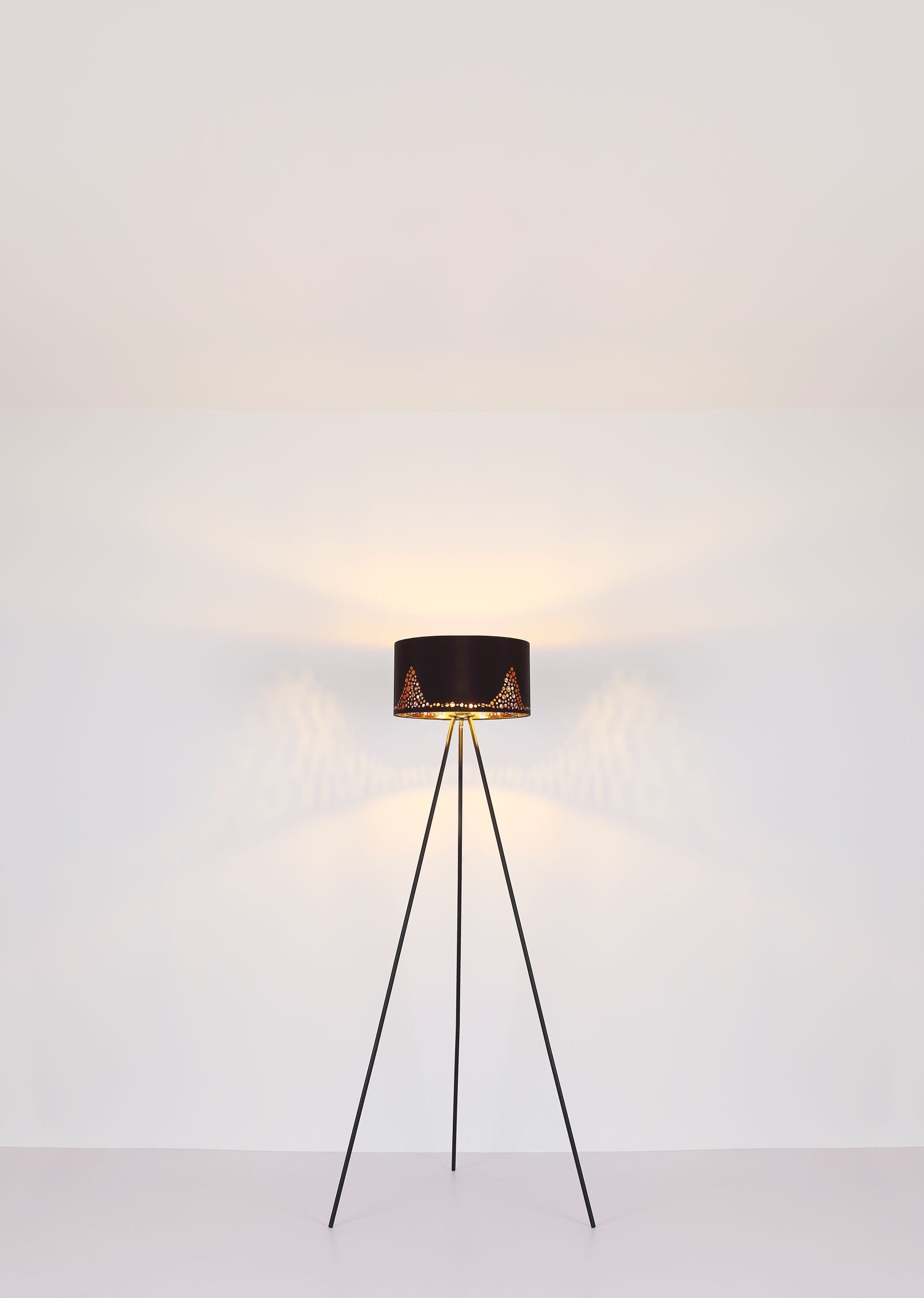 Wohnzimmer Metall E27 Stehlampe schwarz gold Stehleuchte Globo Globo Stehlampe