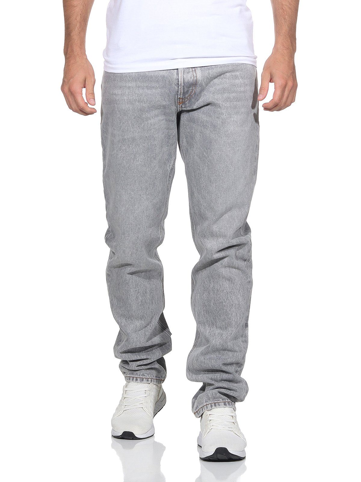 Diesel Gerade Jeans Diesel Herren Jeans - D-SARK 007D4 5 Pocket Style, Dezenter Used-Look, Herren, Grau, Meliert, Straight Leg - Slim fit, MID Waist | Straight-Fit Jeans
