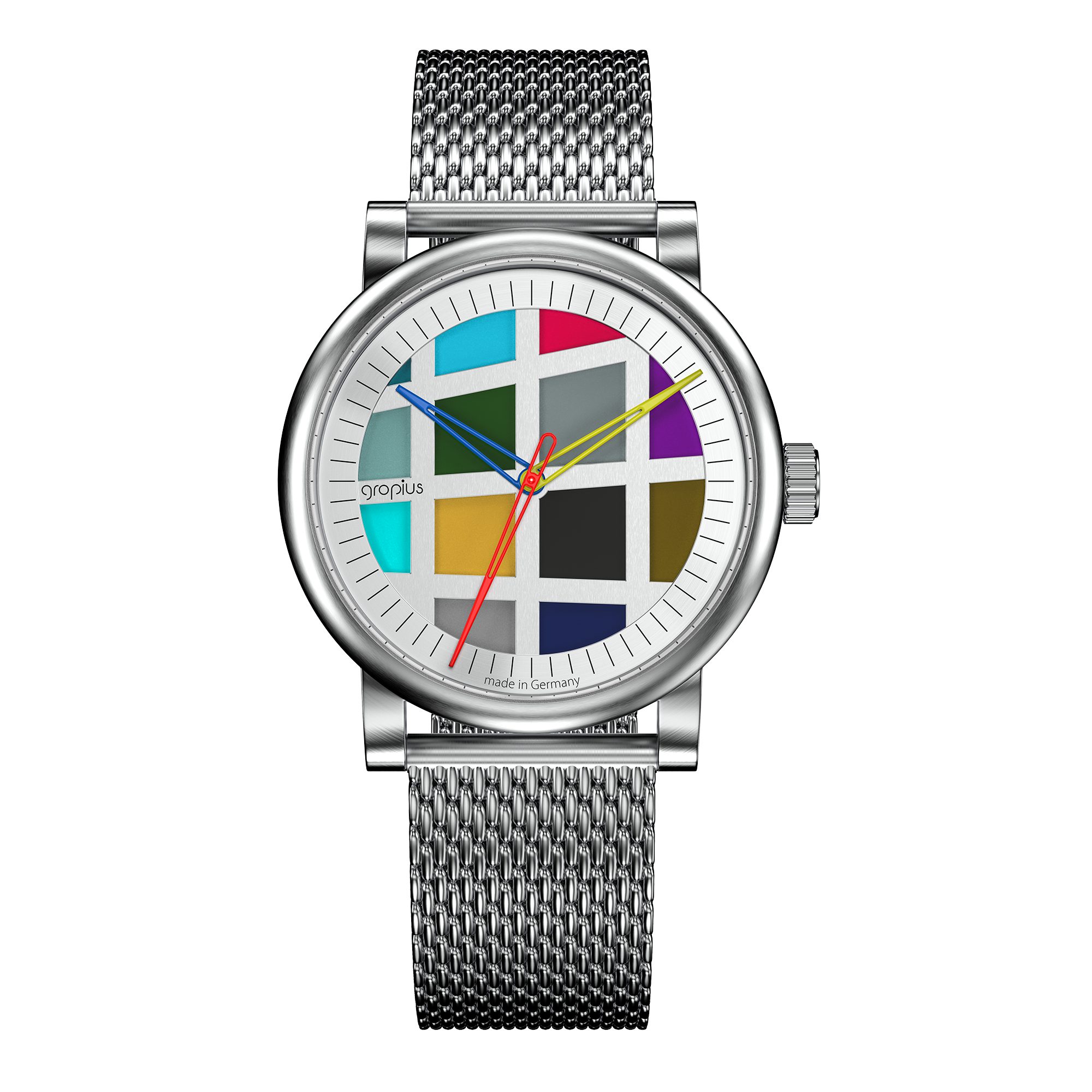 Walter Gropius Automatikuhr Made in Germany, Saphirglas, Atrium Automatik - WGA 801-02M, Designeruhr, Edelstahlband mit Easy-Release System, Edelstahlgehäuse