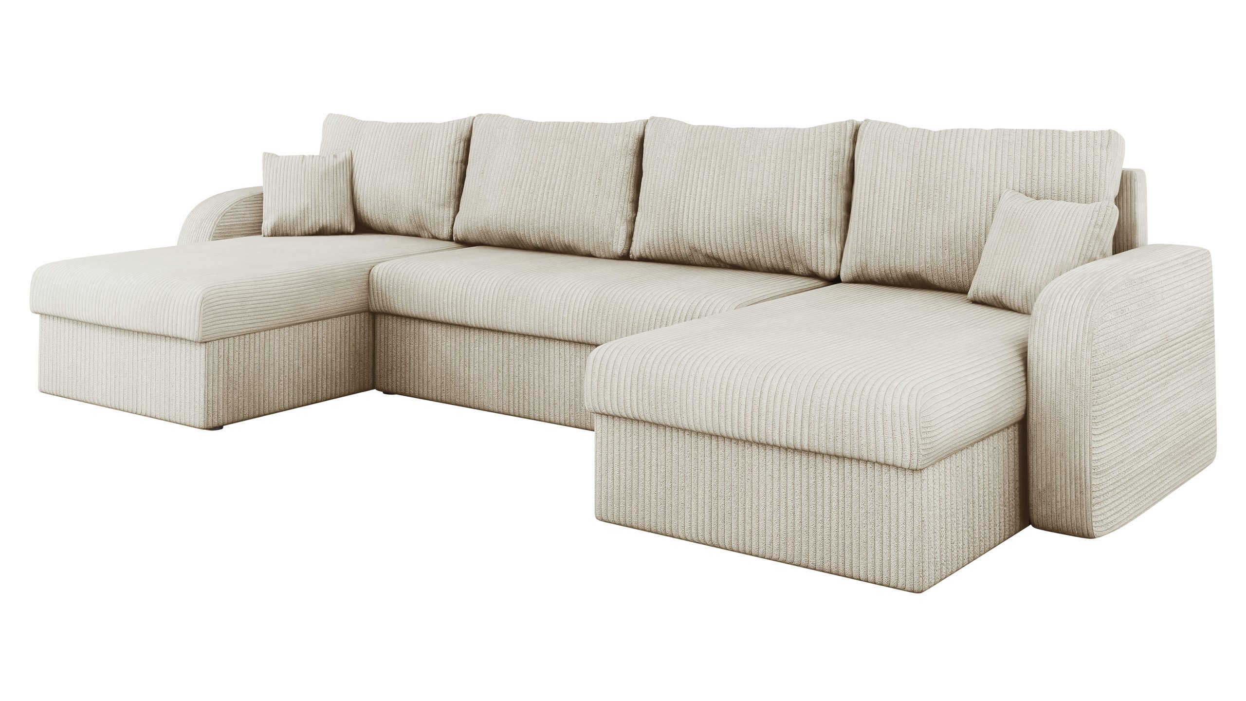 MIRJAN24 Wohnlandschaft Kris U Cord, mit Schlaffunktion und drei Bettkasten, U-Form mit Kissen-Set, L: 304 cm