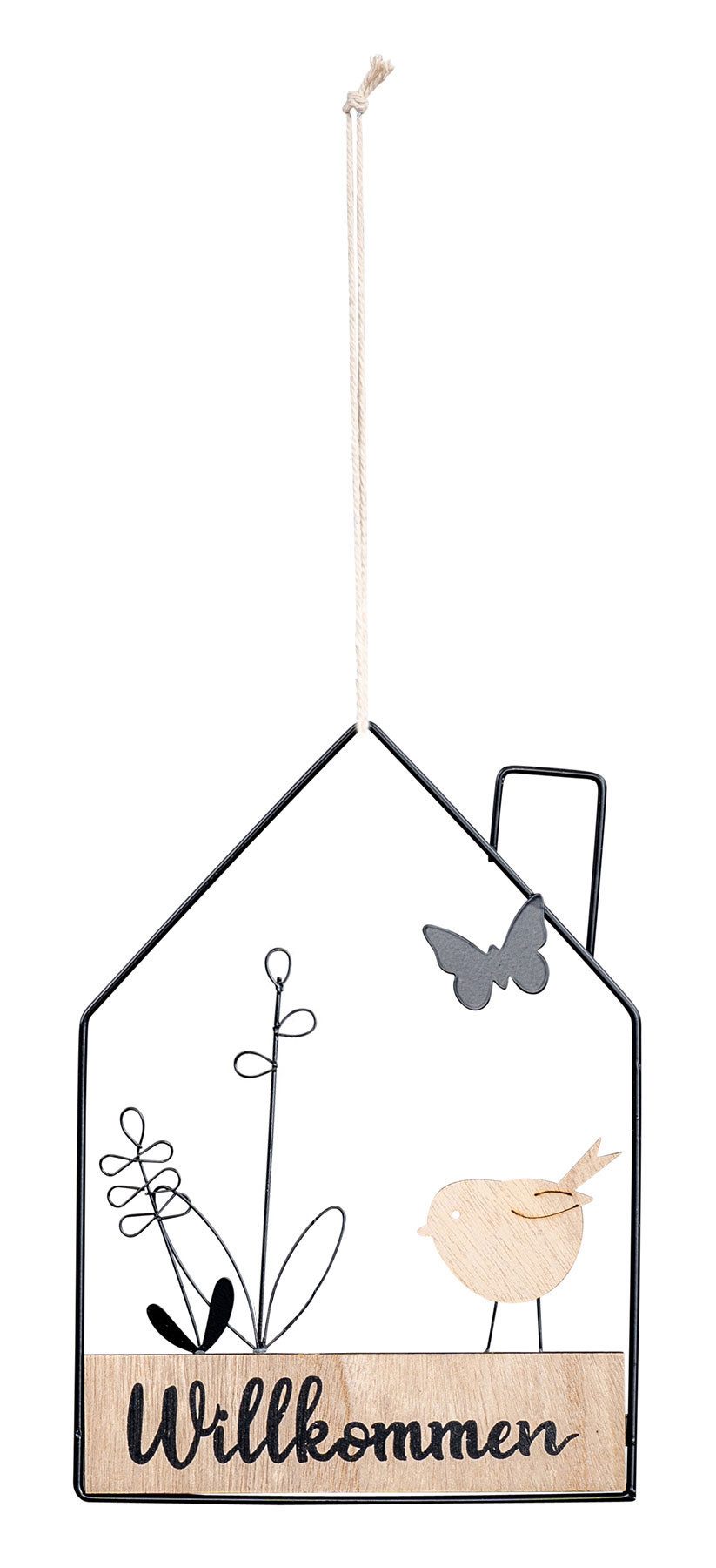 Levandeo® Metallbild, Willkommensschild Hausform Metall Türschild Schwarz N günstig online kaufen