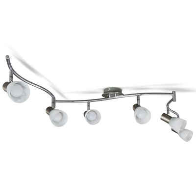 B.K.Licht Deckenleuchte LED Deckenspot 178cm 6-flammig schwenkbar drehbar Wohnzimmer - BKL1032, LED wechselbar, Warmweiß, Deckenlampe inkl. 6x 5W 470lm E14 Leuchtmittel matt-nickel-chrom Küche