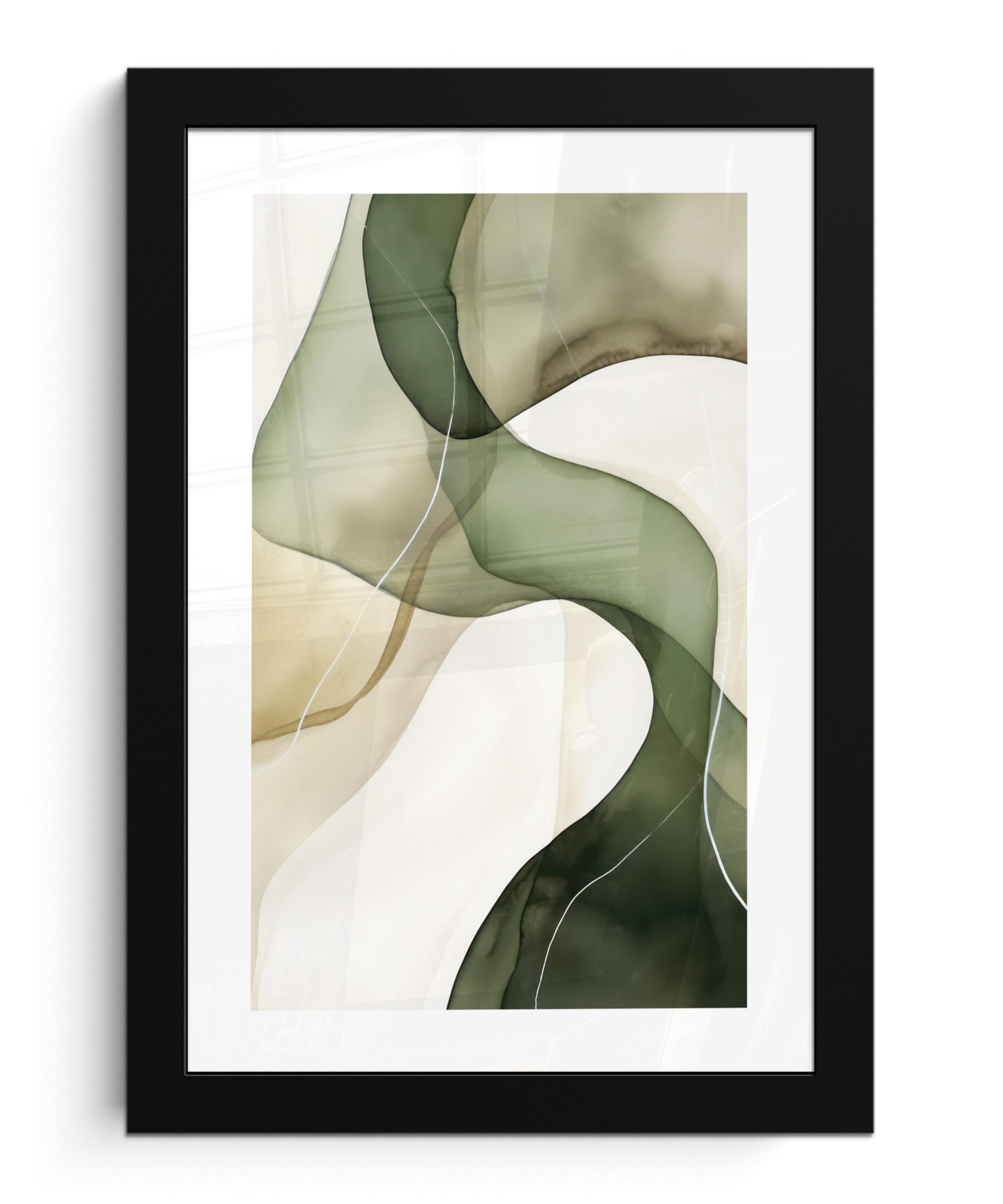 MuchoWow Poster Abstrakt - Grün - Kunst - Modern, (1 St), Bilderrahmen, Zim günstig online kaufen