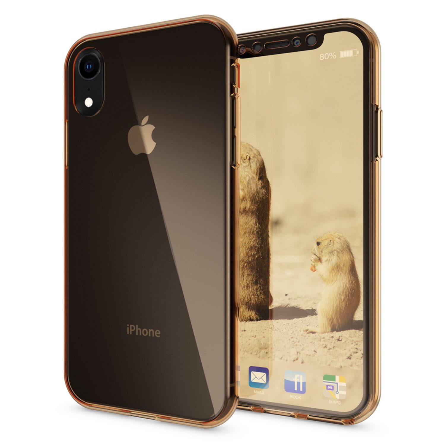 Nalia Smartphone-Hülle Apple iPhone XR 15,5 cm (6,1 Zoll), Transparente 360 Grad Silikon Hülle / Rundumschutz / Full Cover Etui
