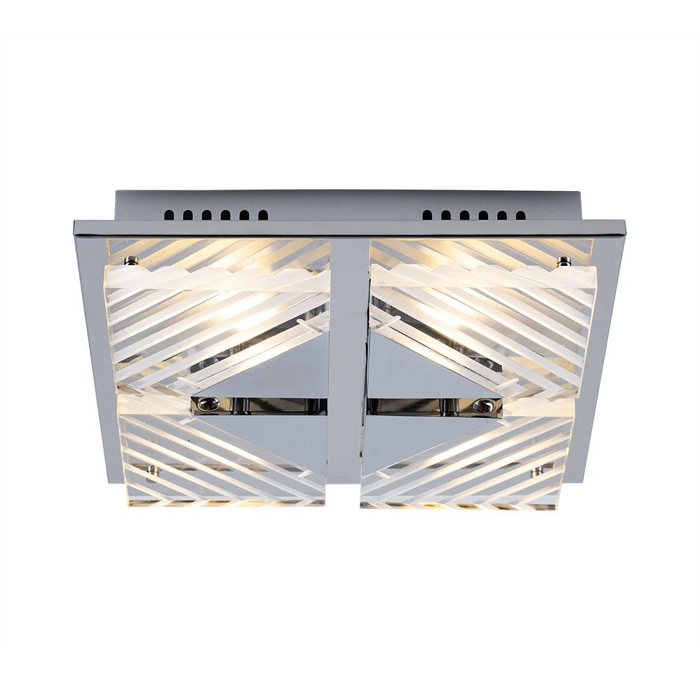Esto LED Deckenleuchte, LED-Leuchtmittel fest verbaut, Warmweiß, Deckenleuchte Deckenlampe LED Wohnzimmerlampe Flurlampe Chrom L 29 cm