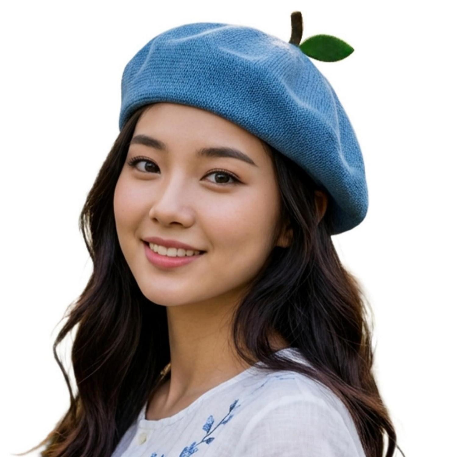 LuxusKollektion Baskenmütze Baskenmütze Damen Sommer atmungsaktiv Barett Beanie M-L Blau