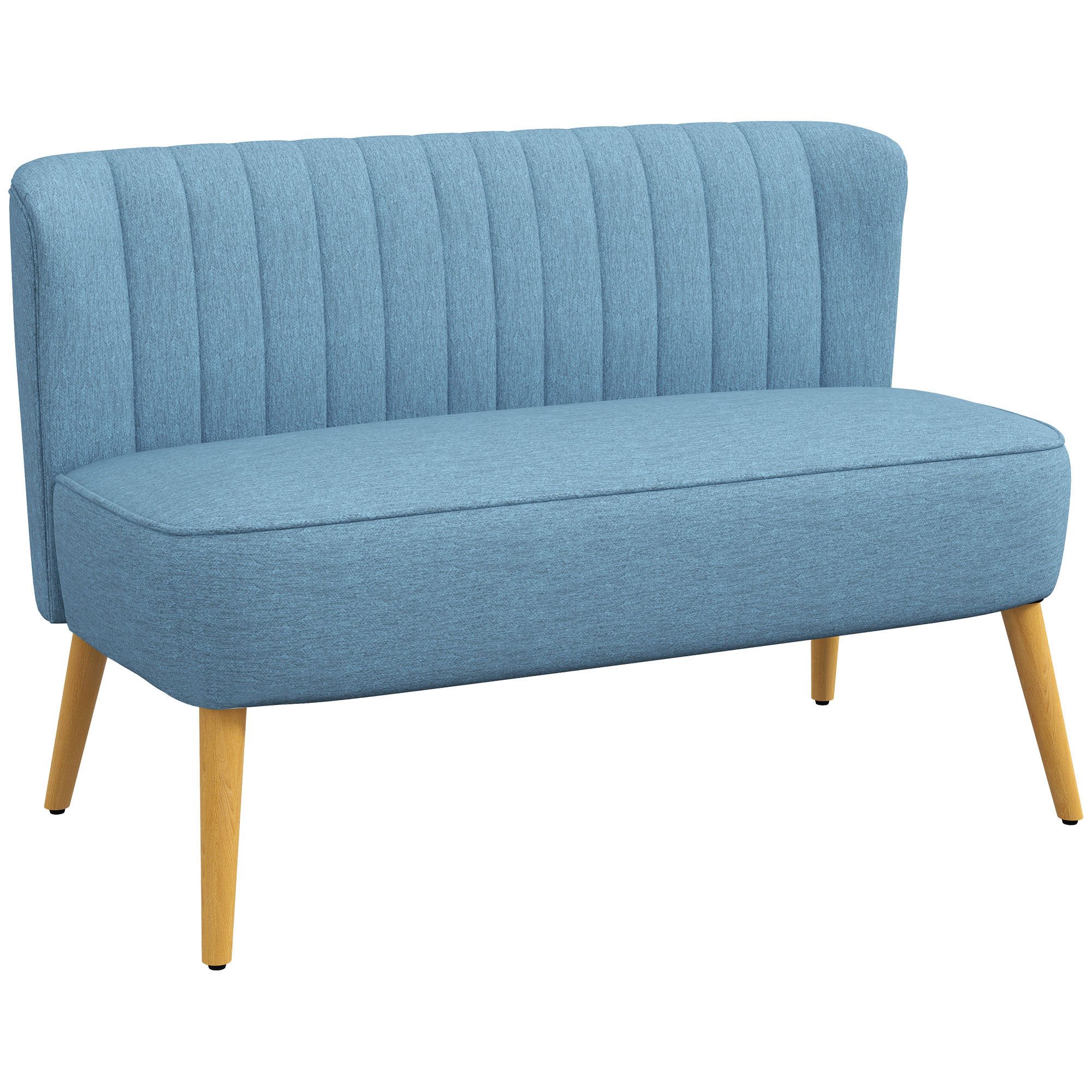 HOMCOM 2-Sitzer Zweisitzer, Loveseat mit Leinenoptik, Doppelsofa mit Holzbeine, Couch 1 Teile, Kompaktes 2-Sitzer Sofa mit Federkern und Massivholzbeinen