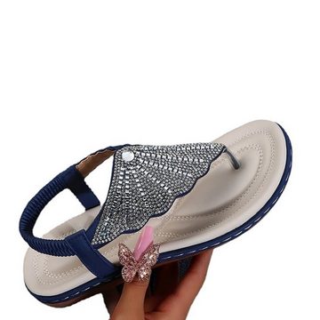 ZWY Flache Damen Sandalen,Damen-Kristall-Schmetterlings-Flip-Flop-Sandalen Sandalette