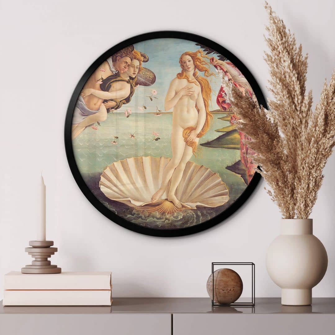 K&L Wall Art Плакат Wandbild Плакат Rund Barock Gemälde Botticelli Geburt Venus Aphrodite, Wohnzimmer Kunstdruck modern