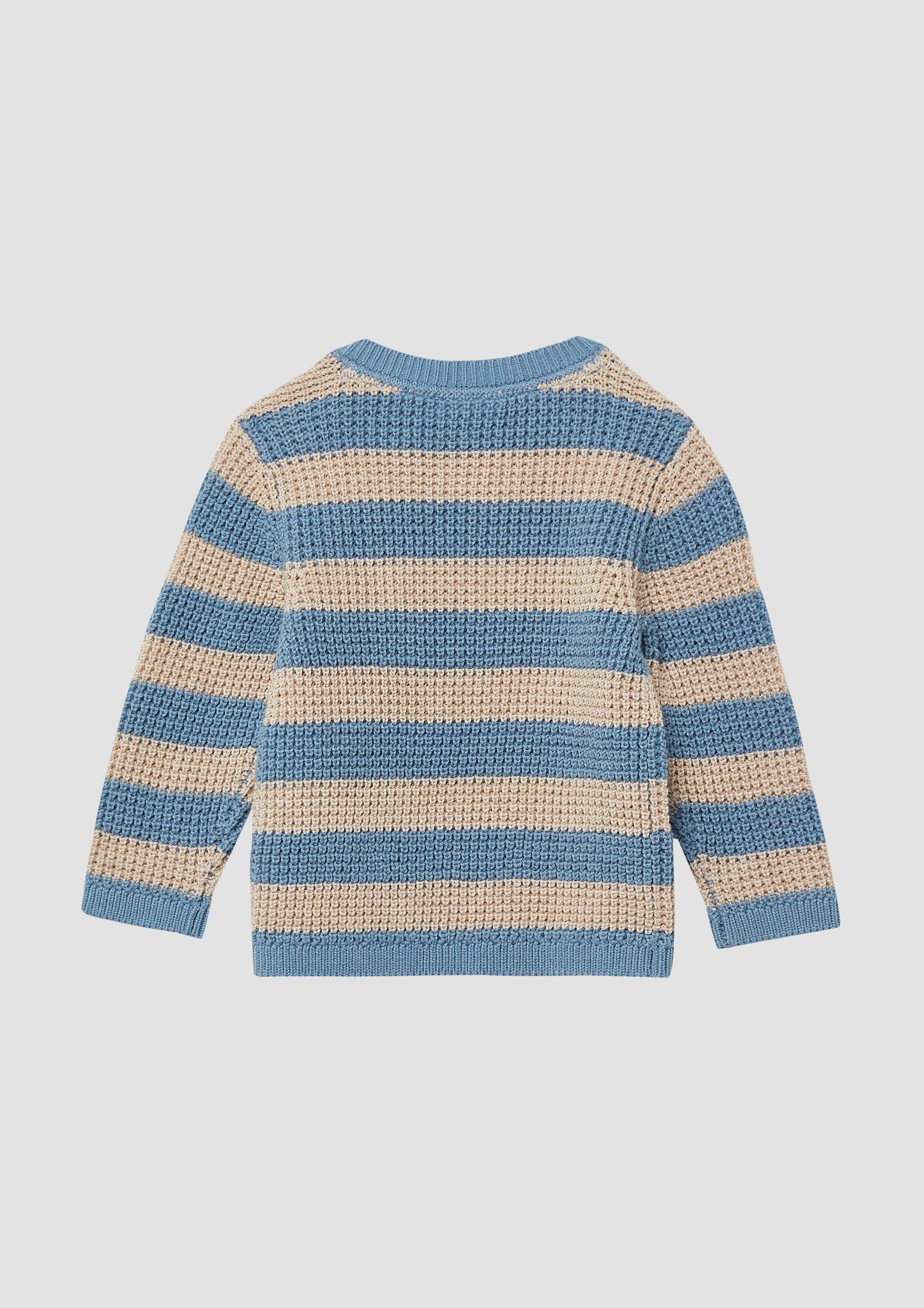 s.Oliver Longpullover Strickpullover Strickpullover mit Streifenmuster und Brusttasche