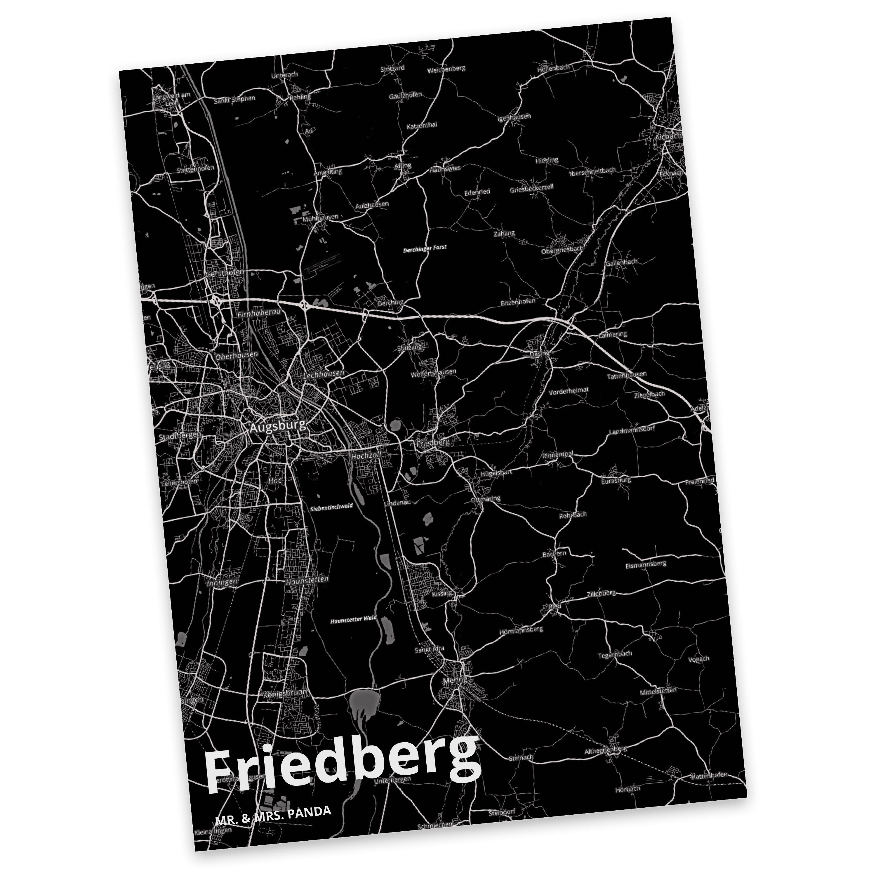 Mr. & Mrs. Panda Postkarte Friedberg - Geschenk, Geschenkkarte, Stadt, Dorf, Ort, Städte, Einlad