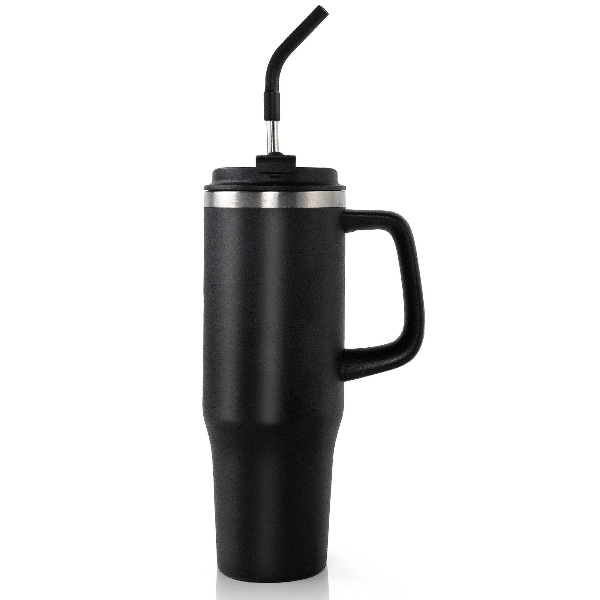 CALIYO Thermobecher Edelstahl Autobecher BPA frei mit Strohhalm und Deckel 1.2L, Spülmaschinenfest Langanhaltend kühl / warm für Sport, Reisen